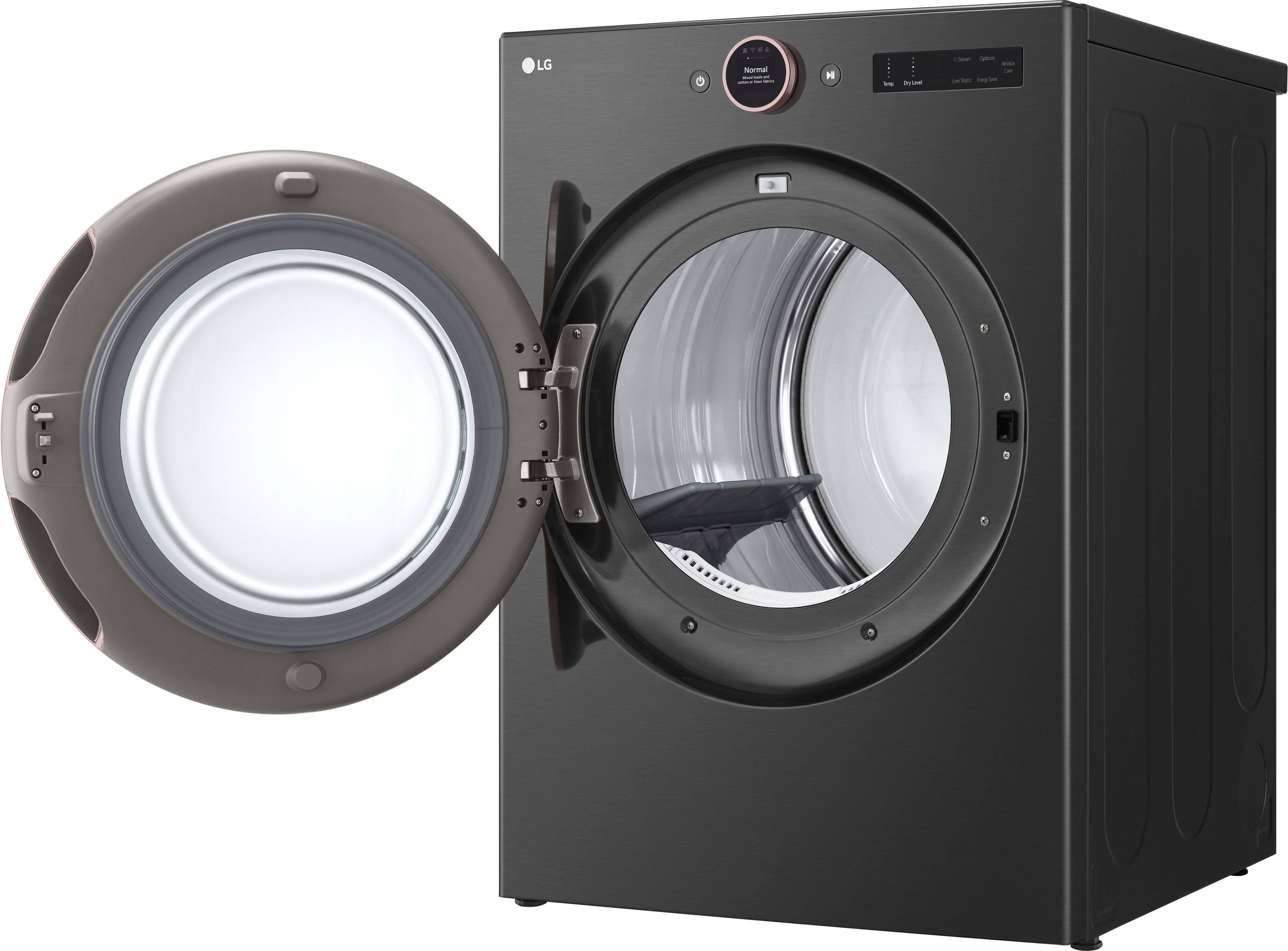 Alt View 21. LG - 7.4 Cu. Ft. Smart Electric Dryer with Steam and Sensor Dry - Black Steel.