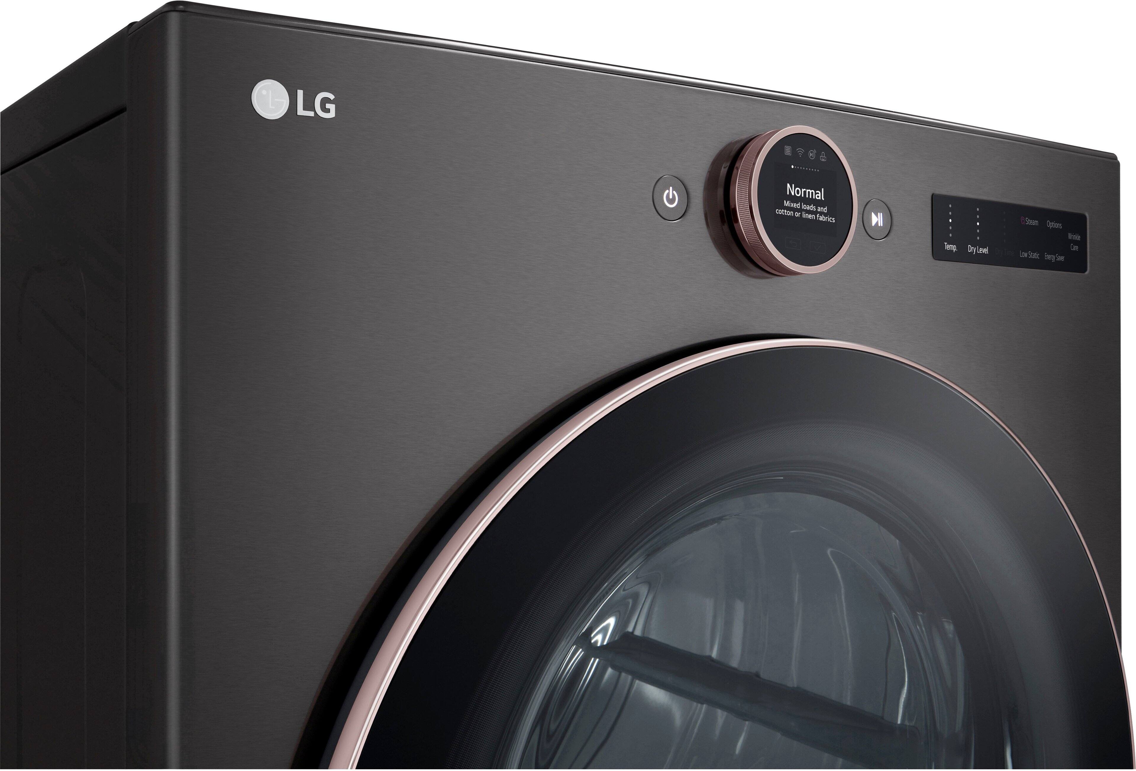 Alt View 23. LG - 7.4 Cu. Ft. Smart Electric Dryer with Steam and Sensor Dry - Black Steel.
