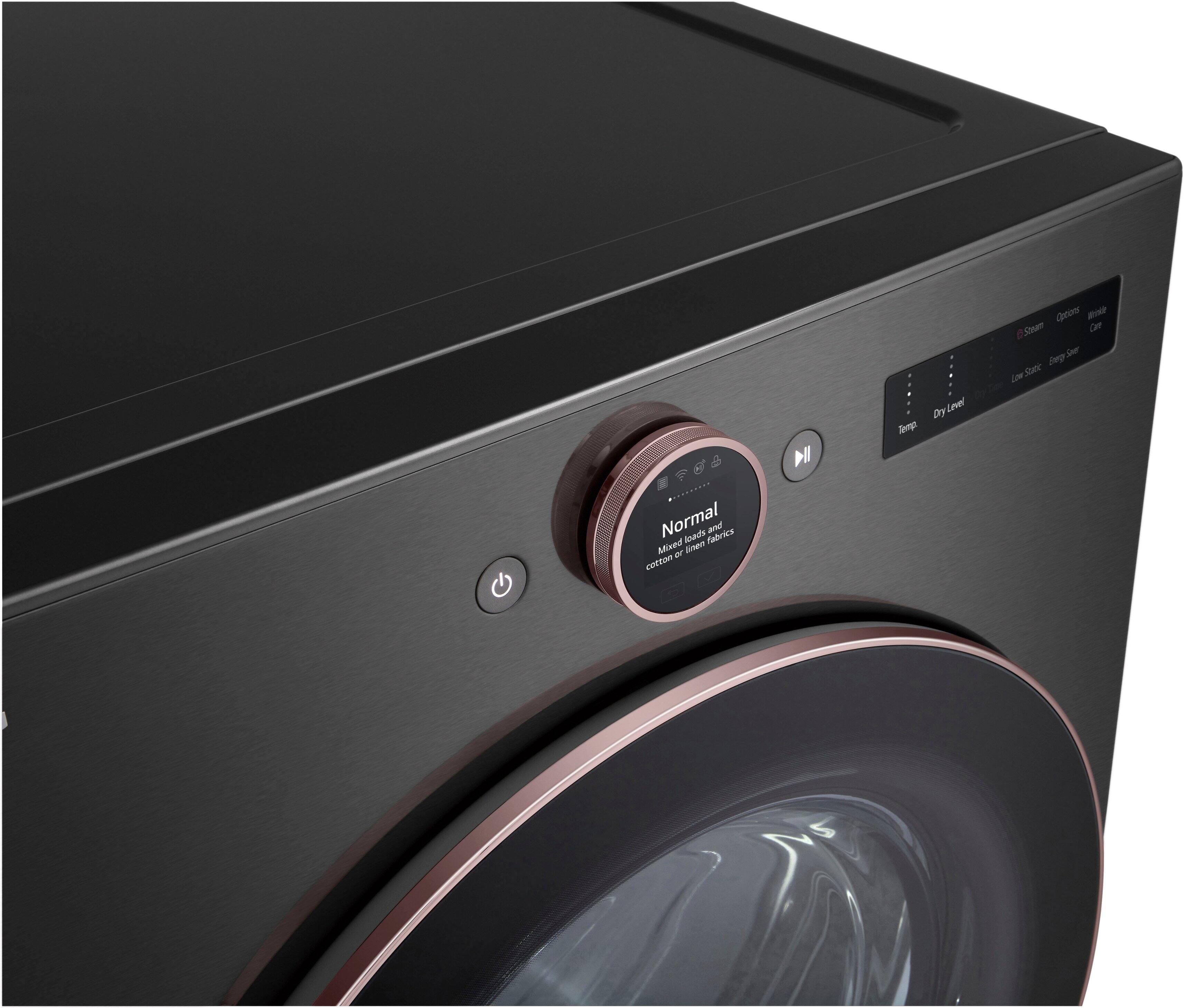Alt View 24. LG - 7.4 Cu. Ft. Smart Electric Dryer with Steam and Sensor Dry - Black Steel.