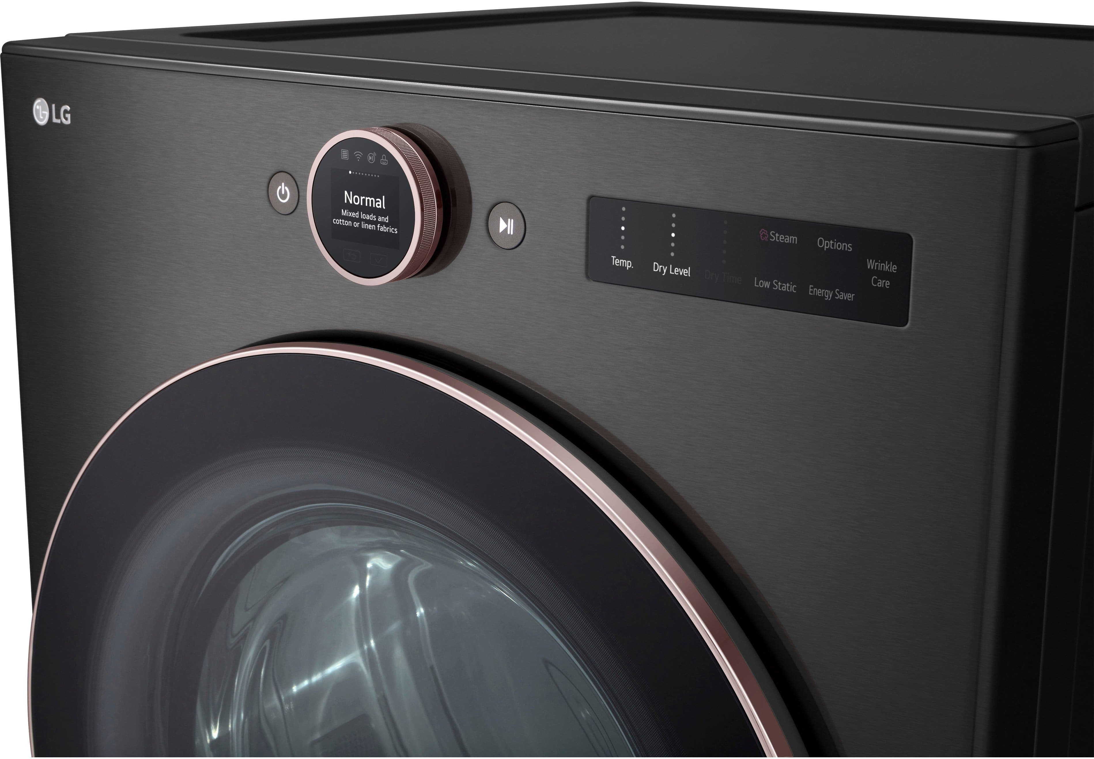 Alt View 28. LG - 7.4 Cu. Ft. Smart Electric Dryer with Steam and Sensor Dry - Black Steel.