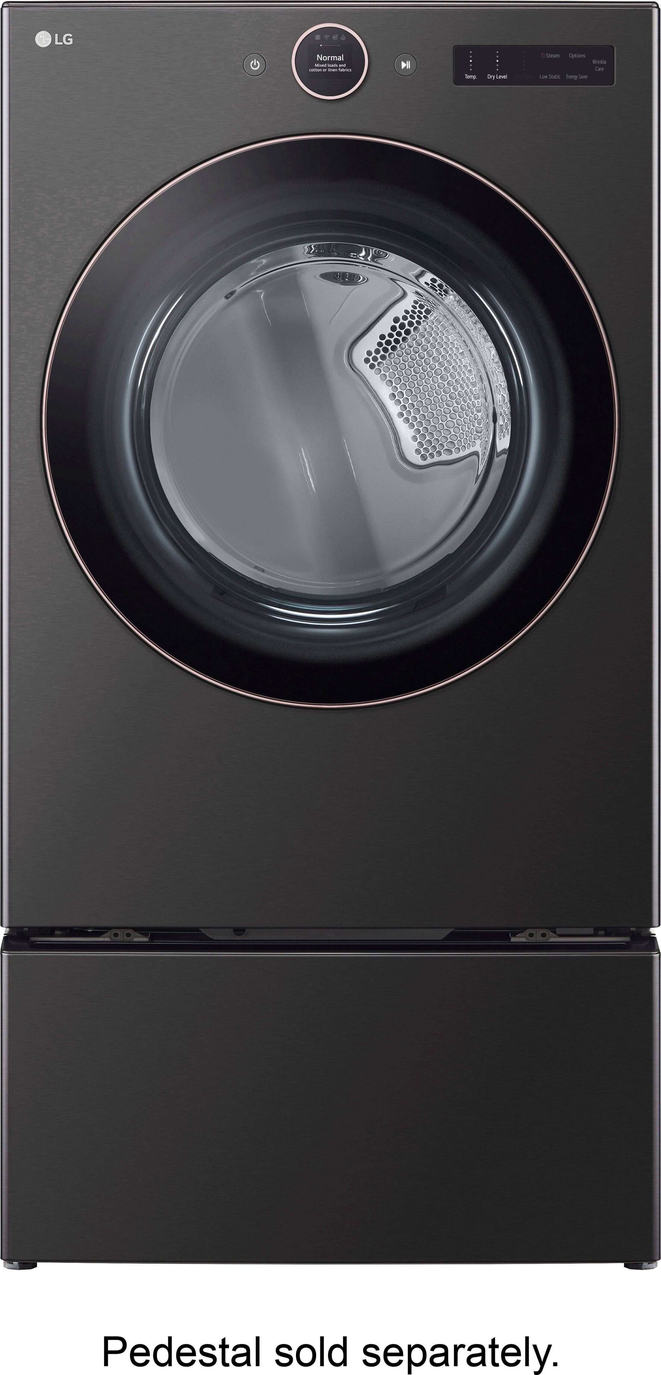 Alt View 33. LG - 7.4 Cu. Ft. Smart Electric Dryer with Steam and Sensor Dry - Black Steel.
