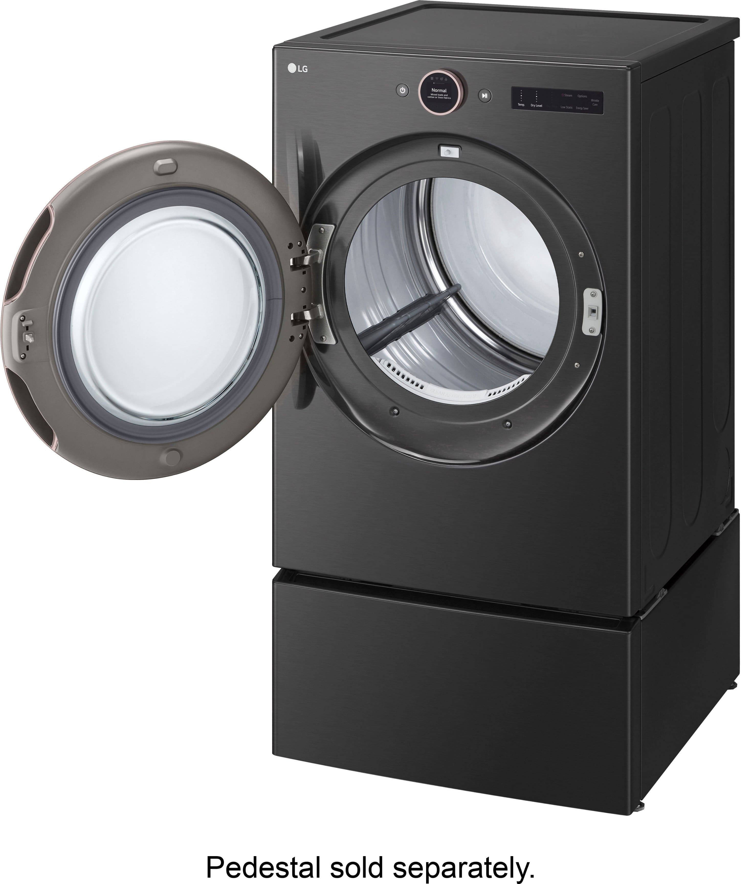 Alt View 35. LG - 7.4 Cu. Ft. Smart Electric Dryer with Steam and Sensor Dry - Black Steel.