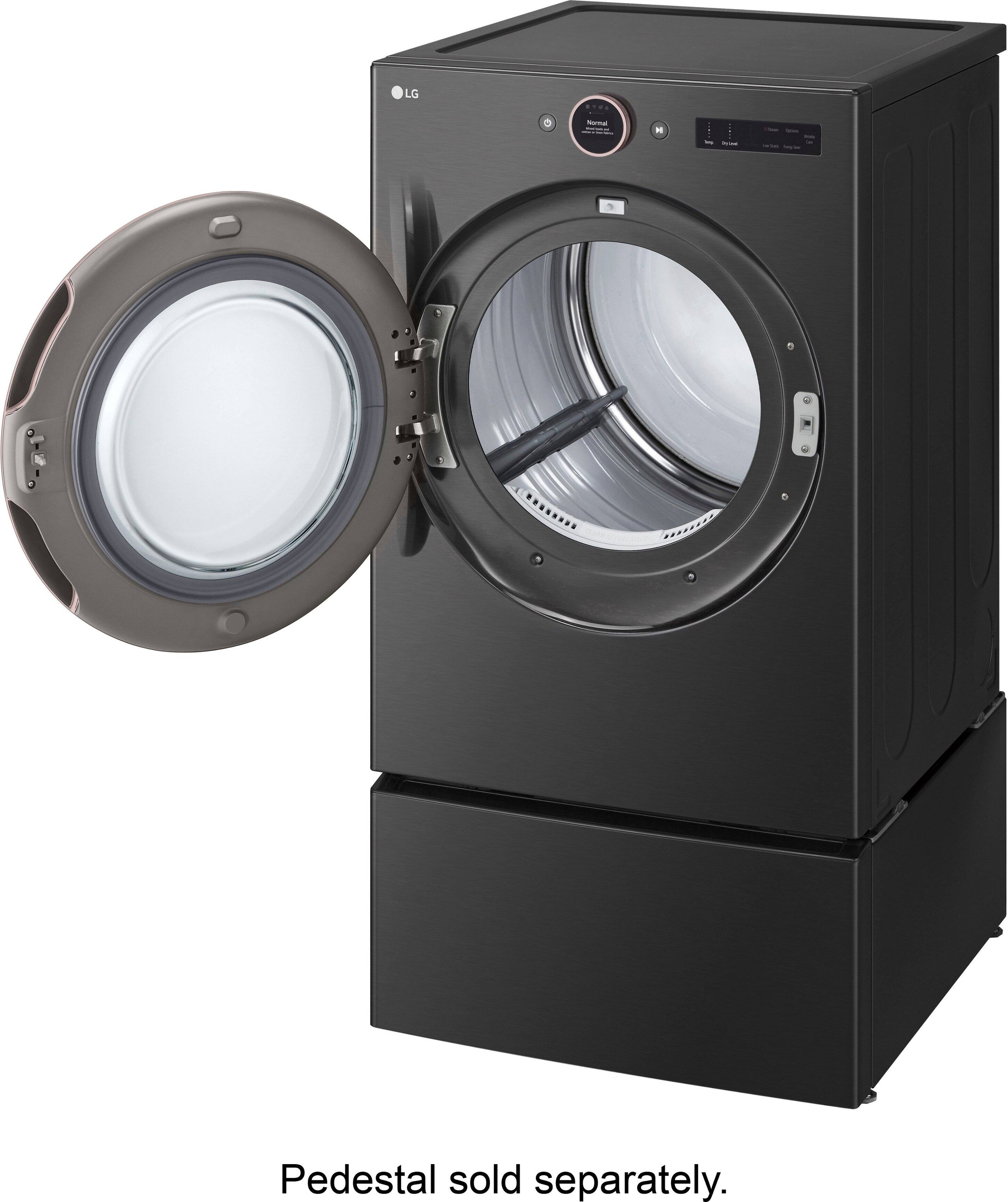 Alt View 35. LG - 7.4 Cu. Ft. Smart Electric Dryer with Steam and Sensor Dry - Black Steel.