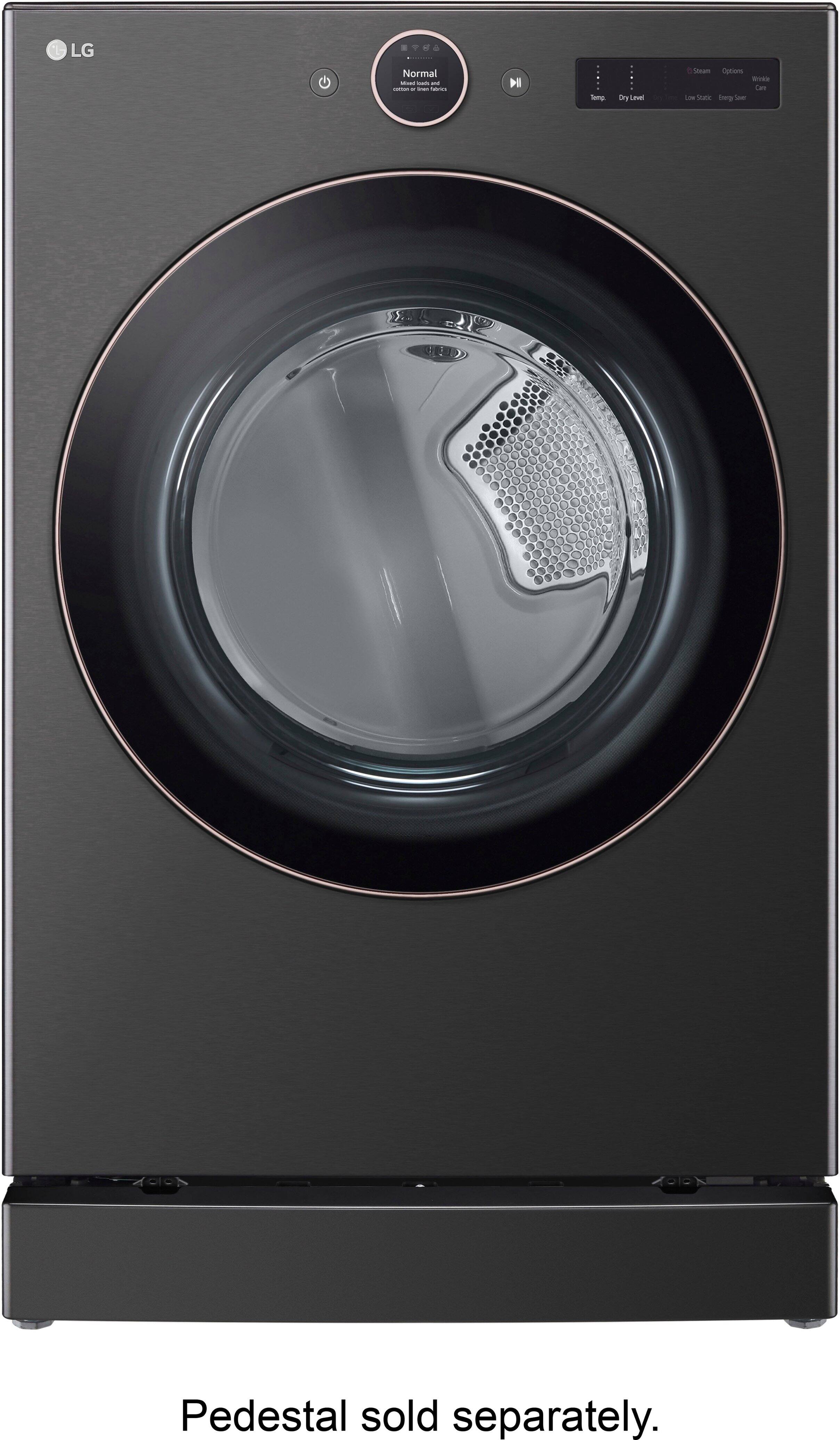 Alt View 36. LG - 7.4 Cu. Ft. Smart Electric Dryer with Steam and Sensor Dry - Black Steel.
