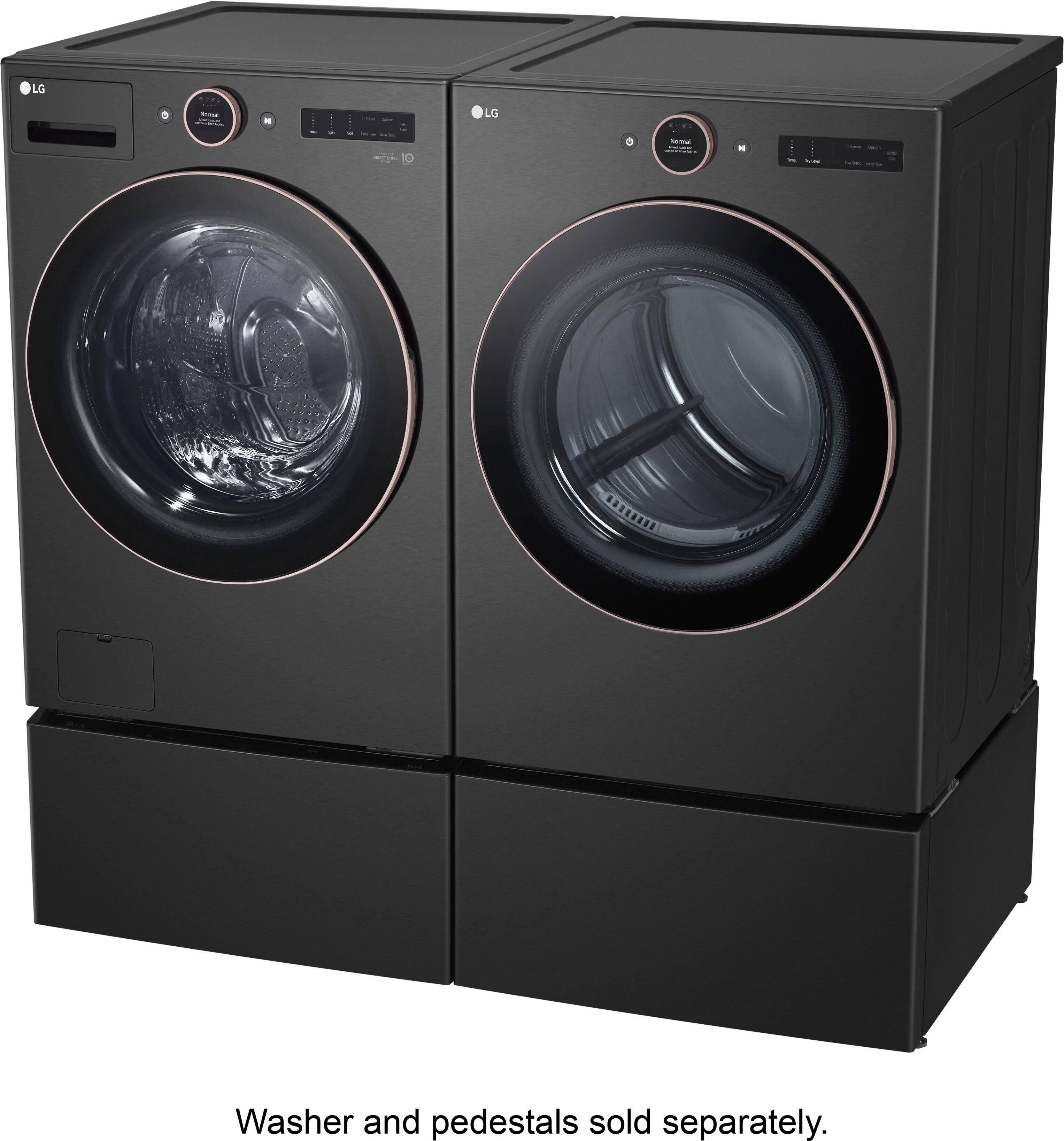 Alt View 38. LG - 7.4 Cu. Ft. Smart Electric Dryer with Steam and Sensor Dry - Black Steel.