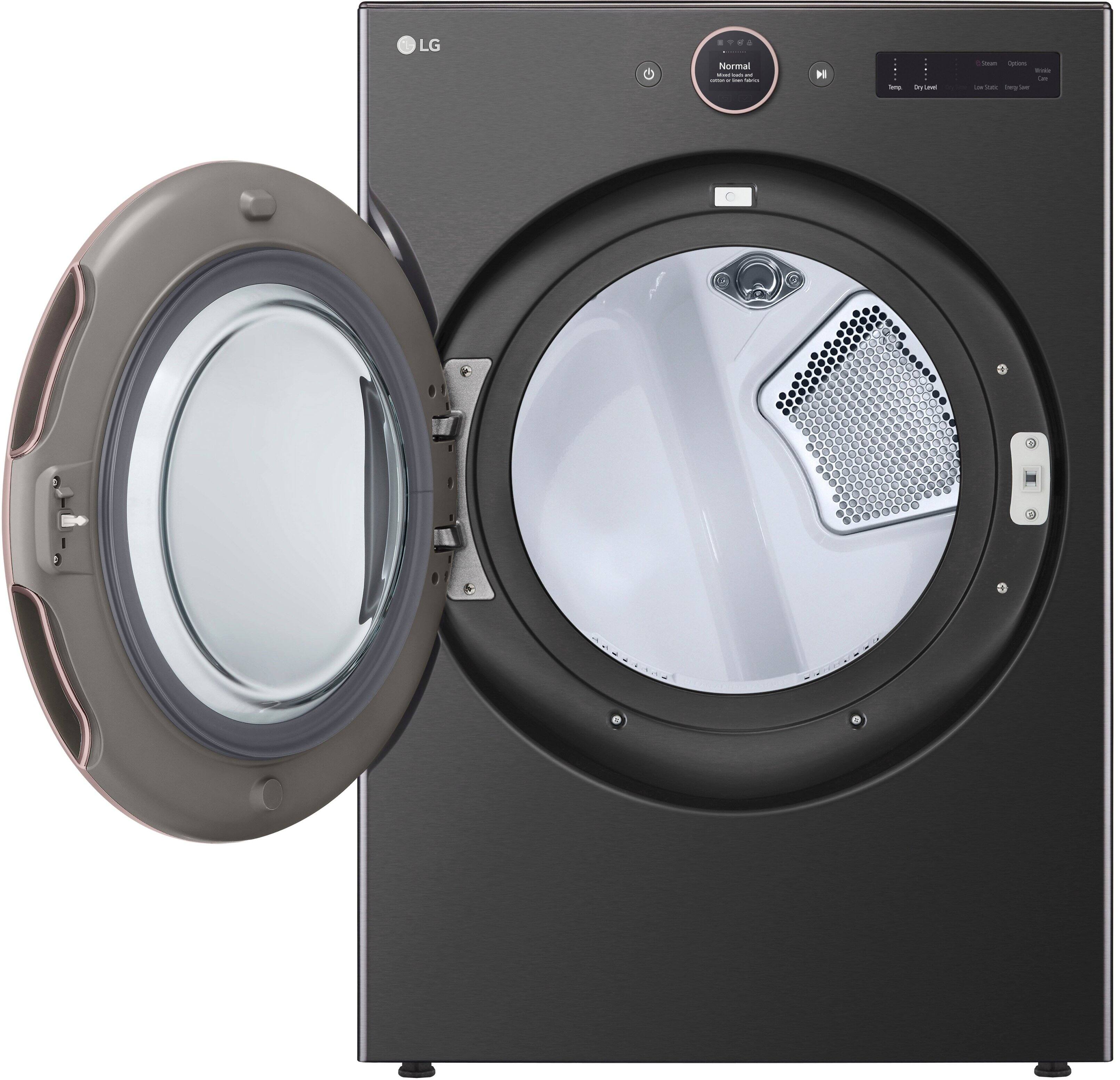 Alt View 16. LG - 7.4 Cu. Ft. Smart Electric Dryer with Steam and Sensor Dry - Black Steel.