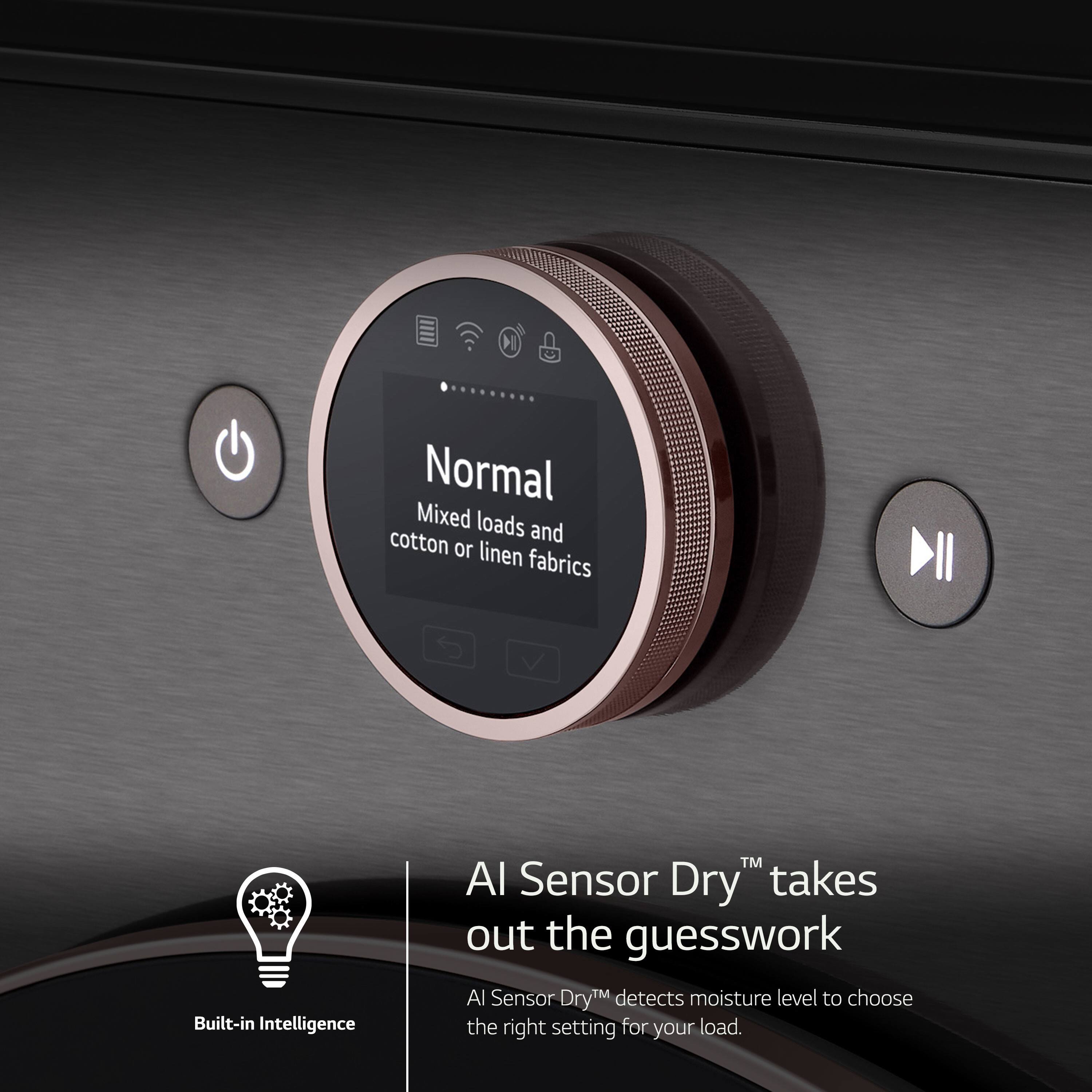 "Normal" takes out the guesswork. AI Sensor DryTM detects moisture level to choose the right setting for your load. Built-in IntelligenceTM AI Sensor DryTM mixed loads of cotton and or linen fabrics.