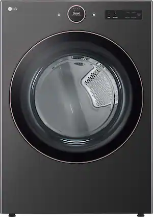 Front. LG - 7.4 Cu. Ft. Smart Gas Dryer with Steam and Sensor Dry - Black Steel.
