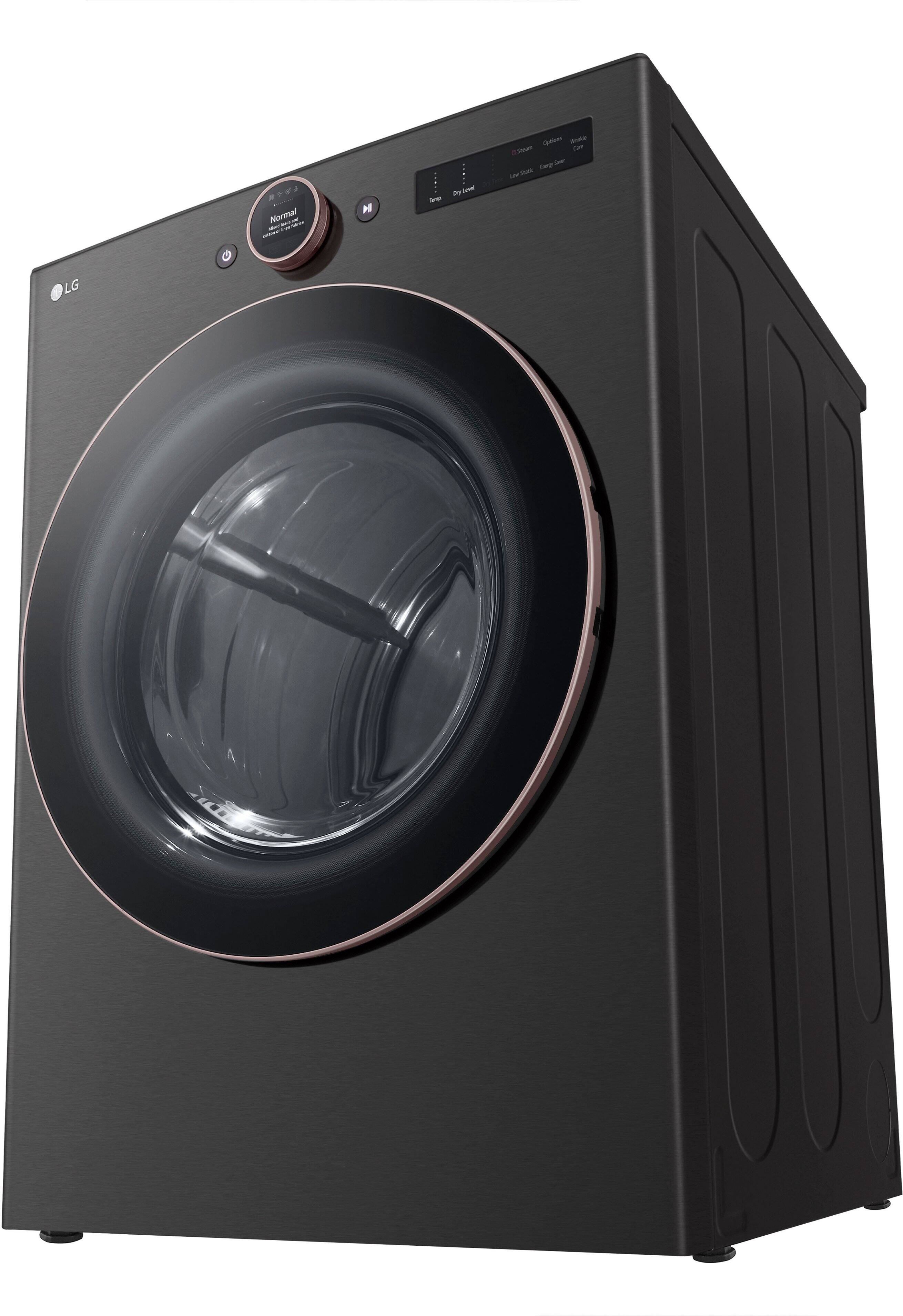 Alt View 12. LG - 7.4 Cu. Ft. Smart Gas Dryer with Steam and Sensor Dry - Black Steel.