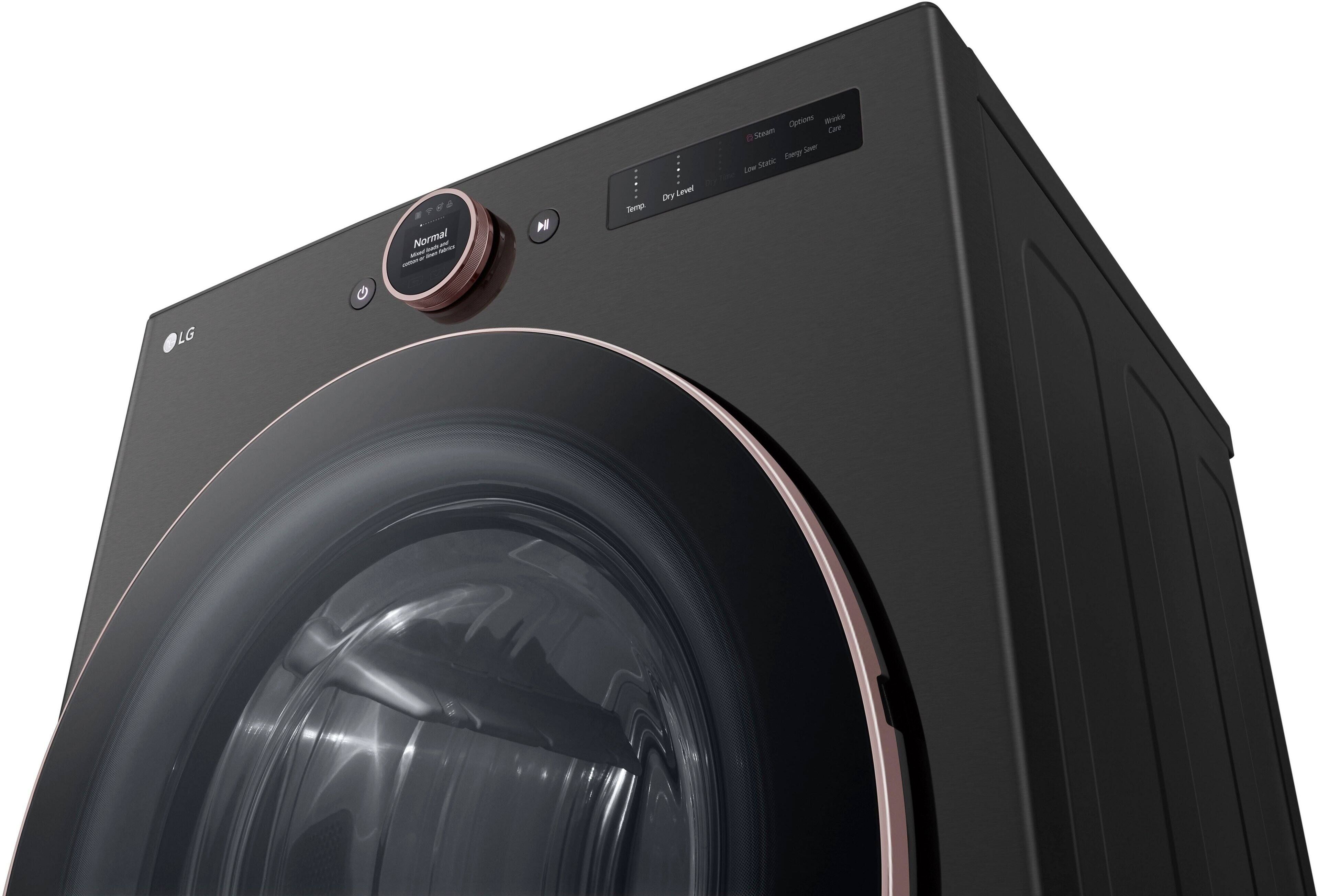 Alt View 13. LG - 7.4 Cu. Ft. Smart Gas Dryer with Steam and Sensor Dry - Black Steel.