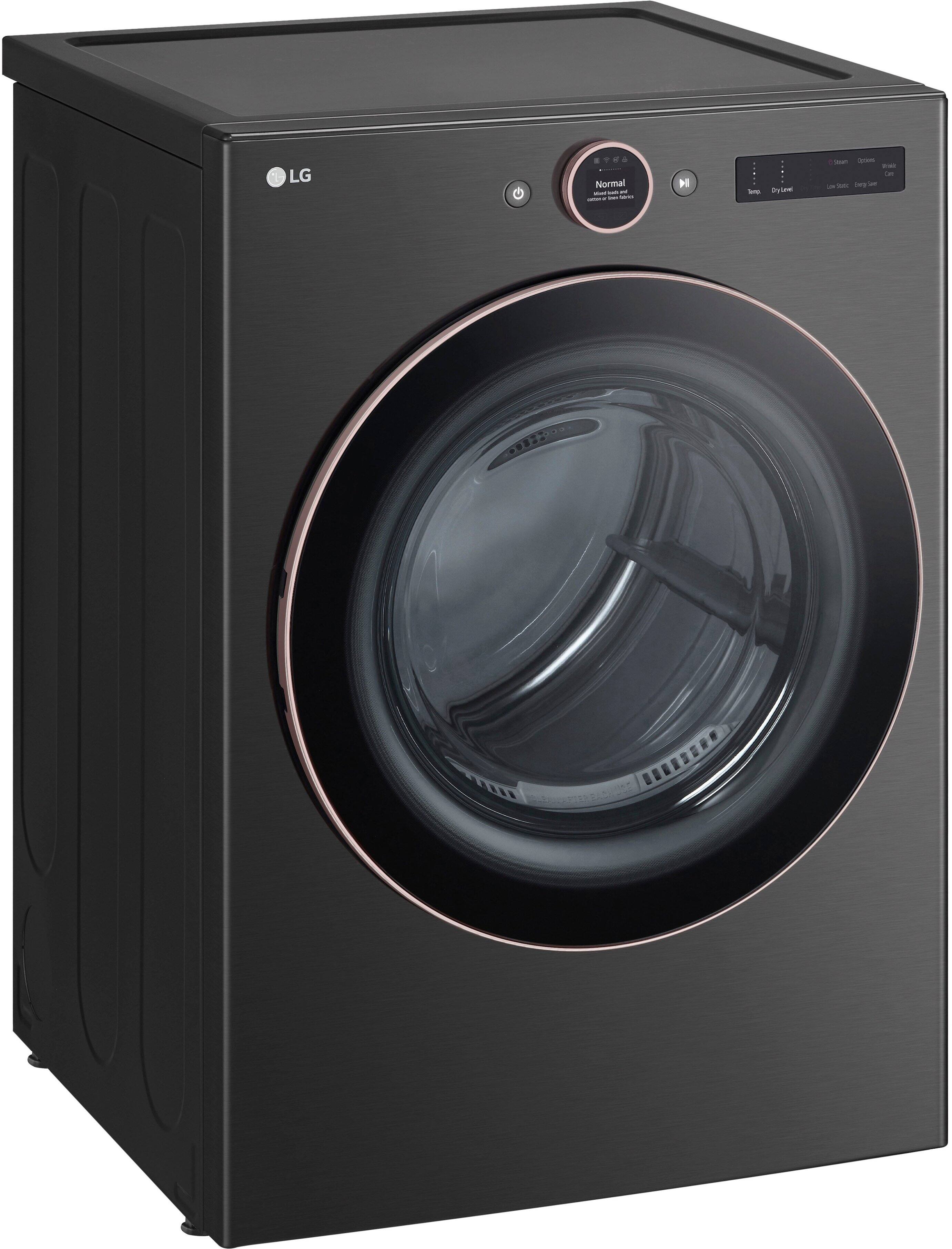 Alt View 6. LG - 7.4 Cu. Ft. Smart Gas Dryer with Steam and Sensor Dry - Black Steel.