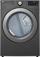 LG - 7.4 Cu. Ft. Electric Dryer with Wrinkle Care - Middle Black - Front_Zoom