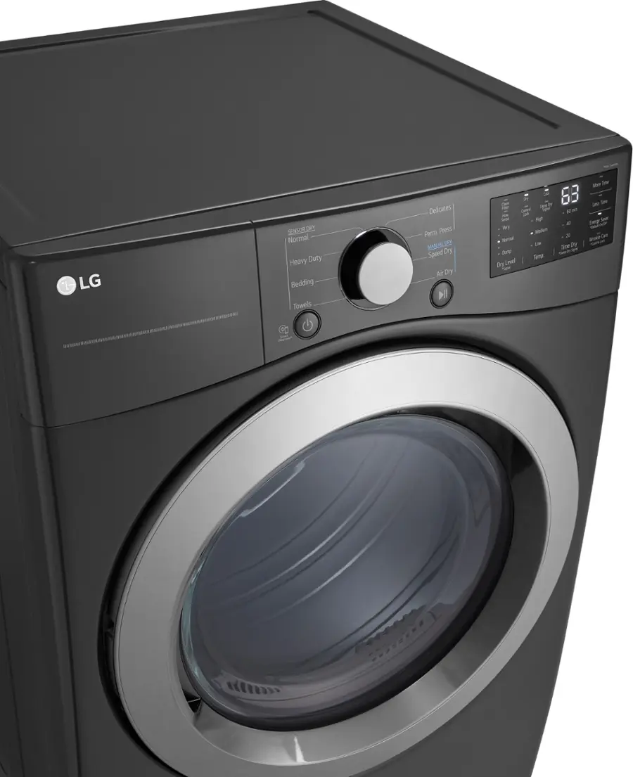 Alt View 15. LG - 7.4 Cu. Ft. Electric Dryer with Wrinkle Care - Middle Black.