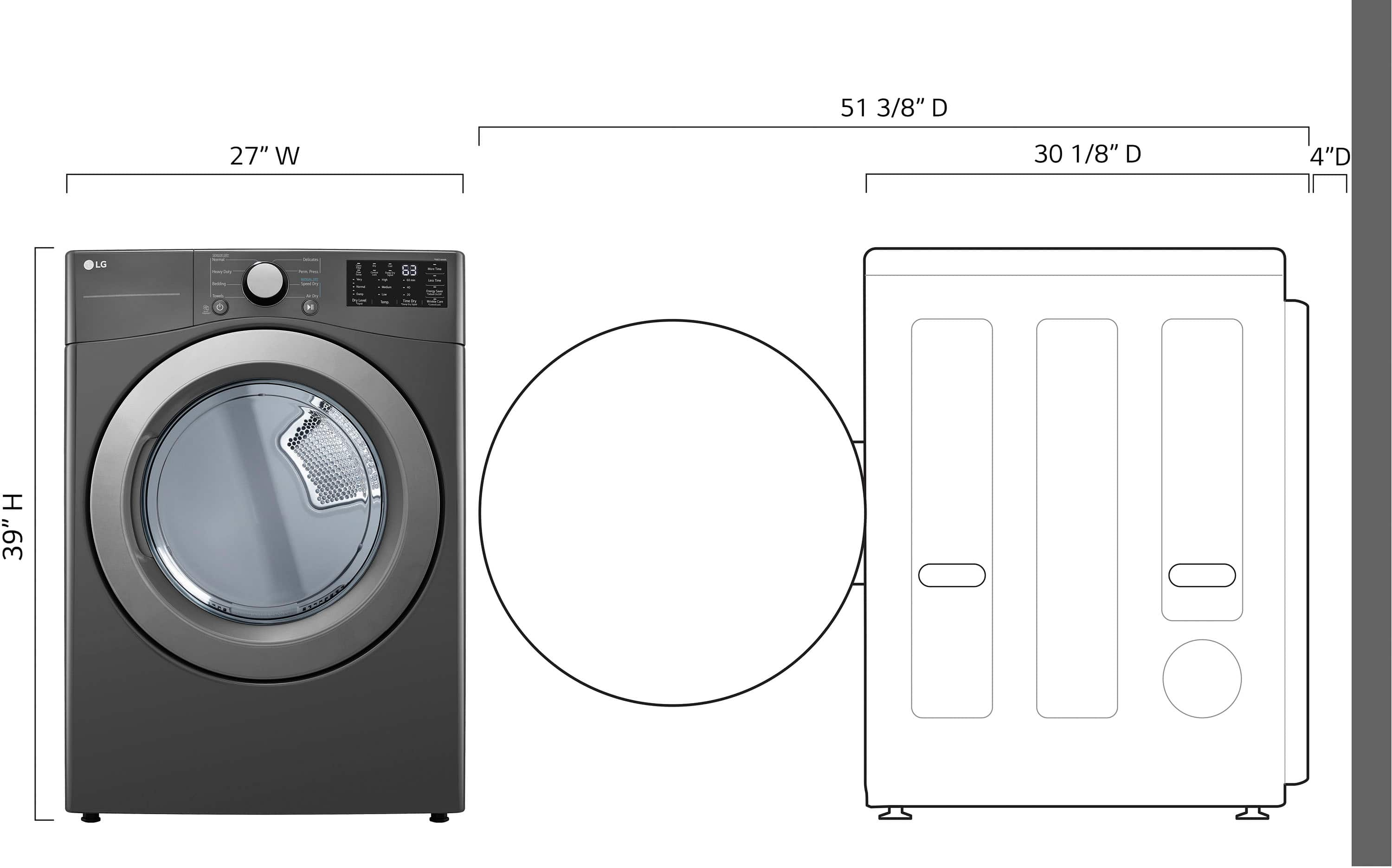 Left View: LG - 7.4 Cu. Ft. Electric Dryer with Wrinkle Care - Middle Black