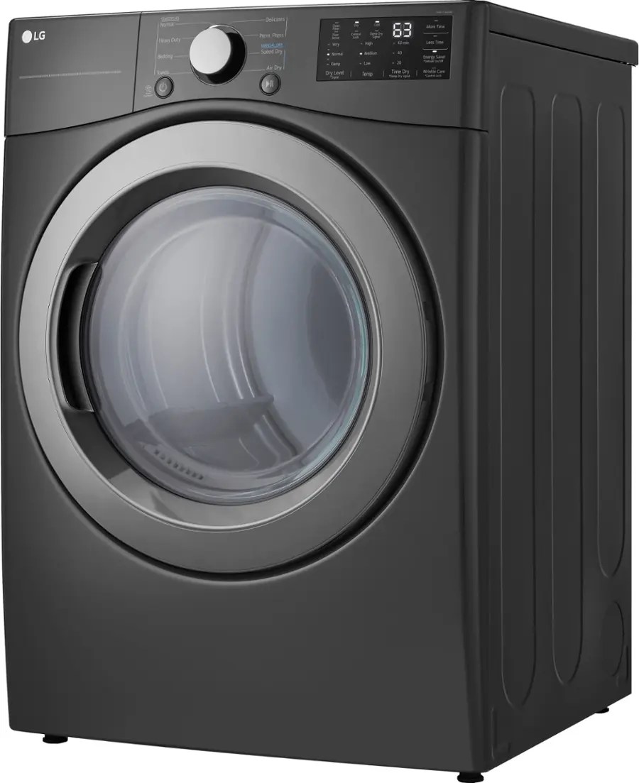 Alt View 2. LG - 7.4 Cu. Ft. Electric Dryer with Wrinkle Care - Middle Black.