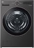 Front. LG - 5.0 Cu. Ft. High-Efficiency Smart Front Load Washer with Steam and TurboWash 360 - Black Steel.