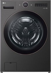 LG - 5.0 Cu. Ft. High-Efficiency Smart Front Load Washer with Steam and TurboWash 360 - Black Steel - Front_Zoom