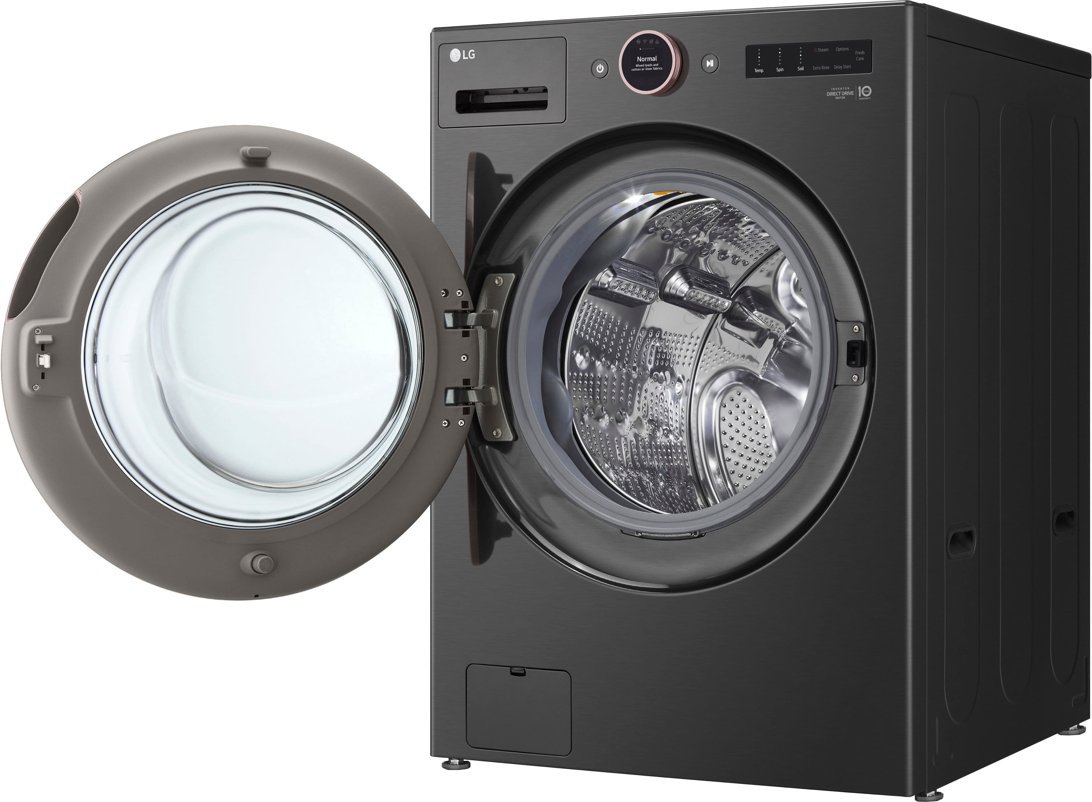 Alt View 19. LG - 5.0 Cu. Ft. High-Efficiency Smart Front Load Washer with Steam and TurboWash 360 - Black Steel.