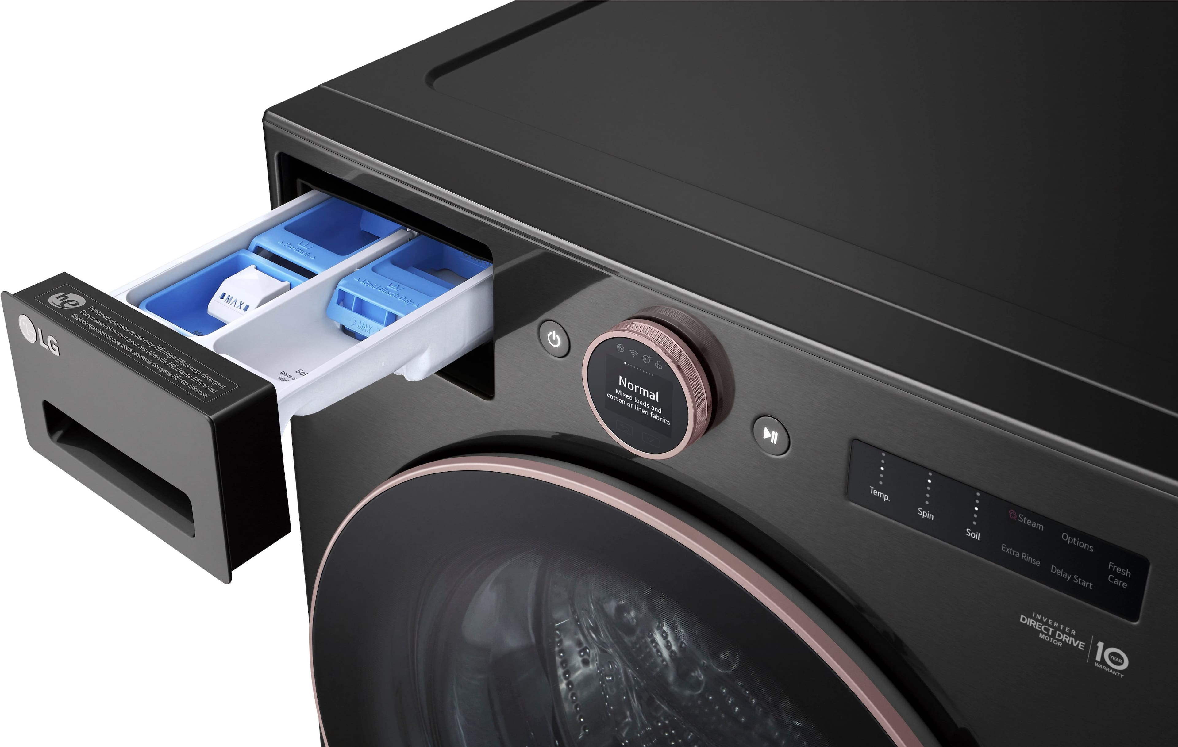 Alt View 20. LG - 5.0 Cu. Ft. High-Efficiency Smart Front Load Washer with Steam and TurboWash 360 - Black Steel.