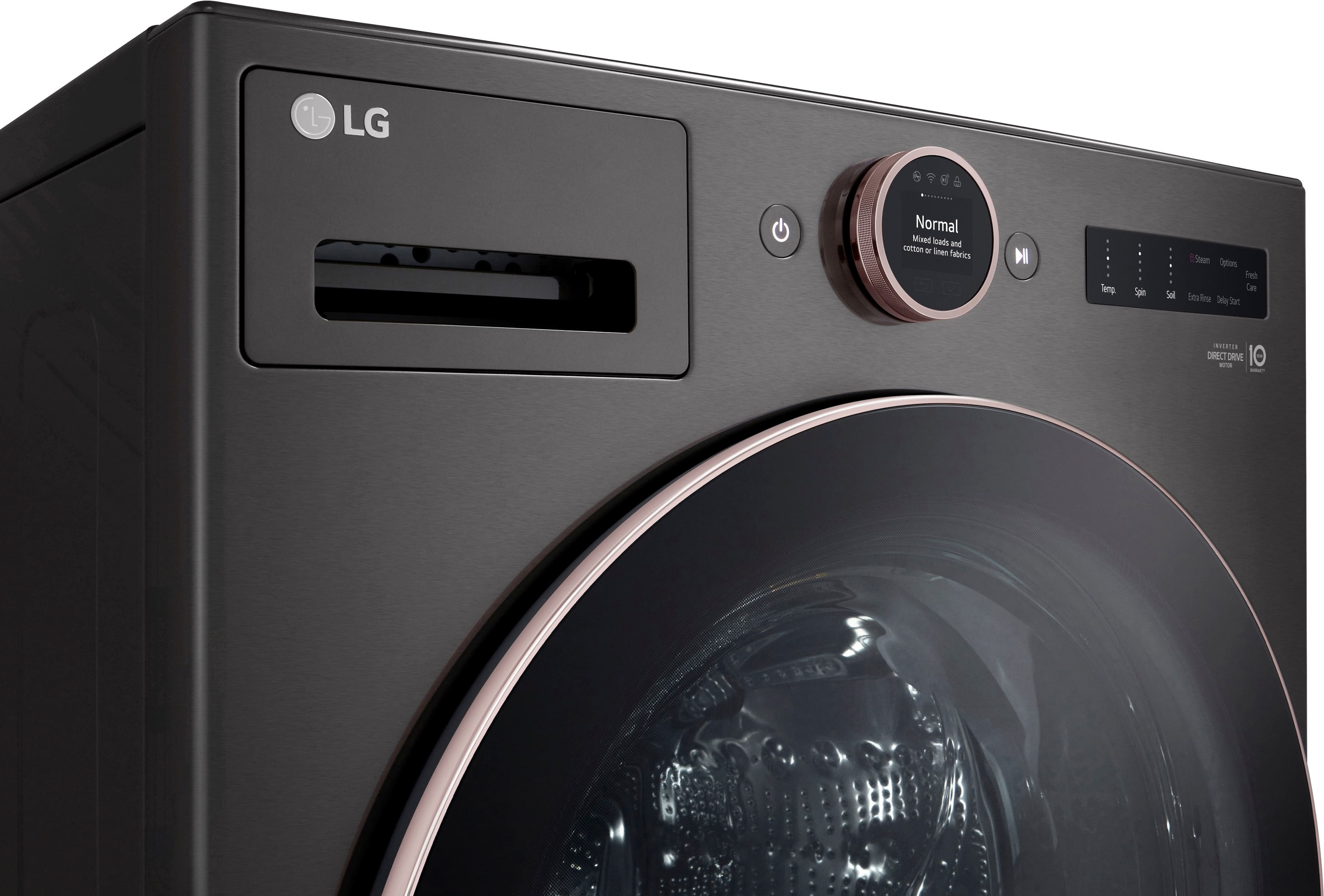 Alt View 21. LG - 5.0 Cu. Ft. High-Efficiency Smart Front Load Washer with Steam and TurboWash 360 - Black Steel.