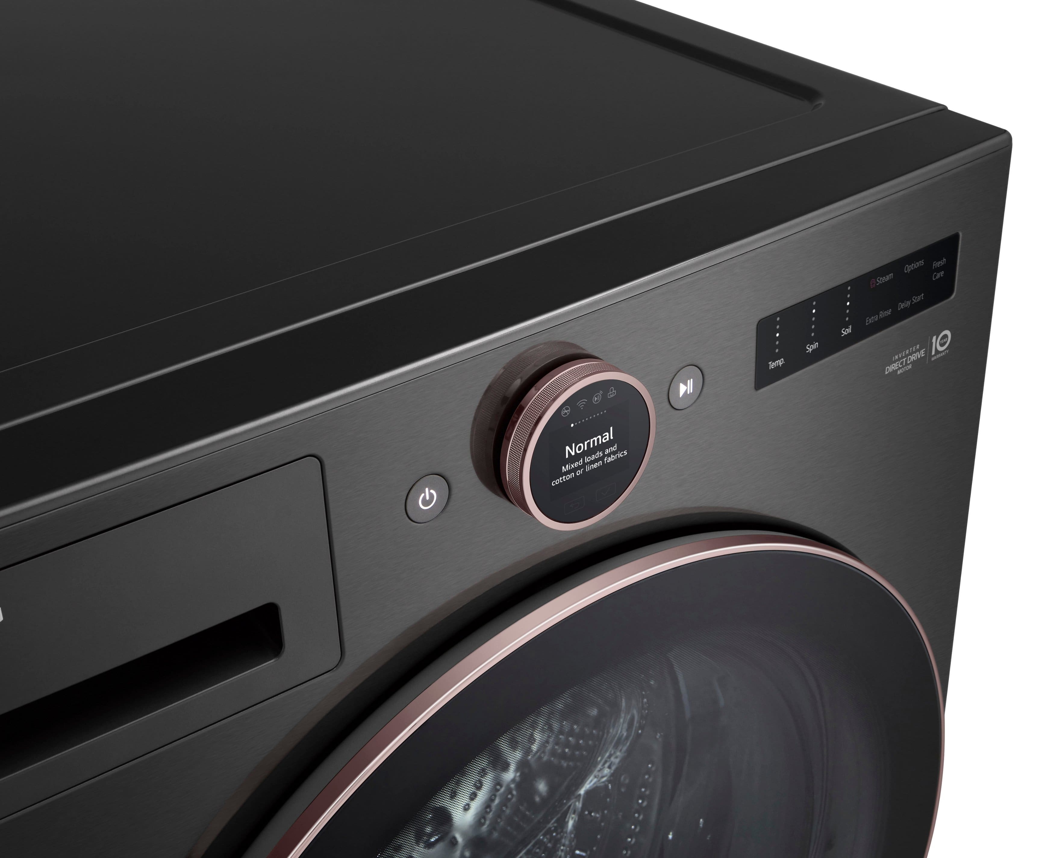 Alt View 22. LG - 5.0 Cu. Ft. High-Efficiency Smart Front Load Washer with Steam and TurboWash 360 - Black Steel.