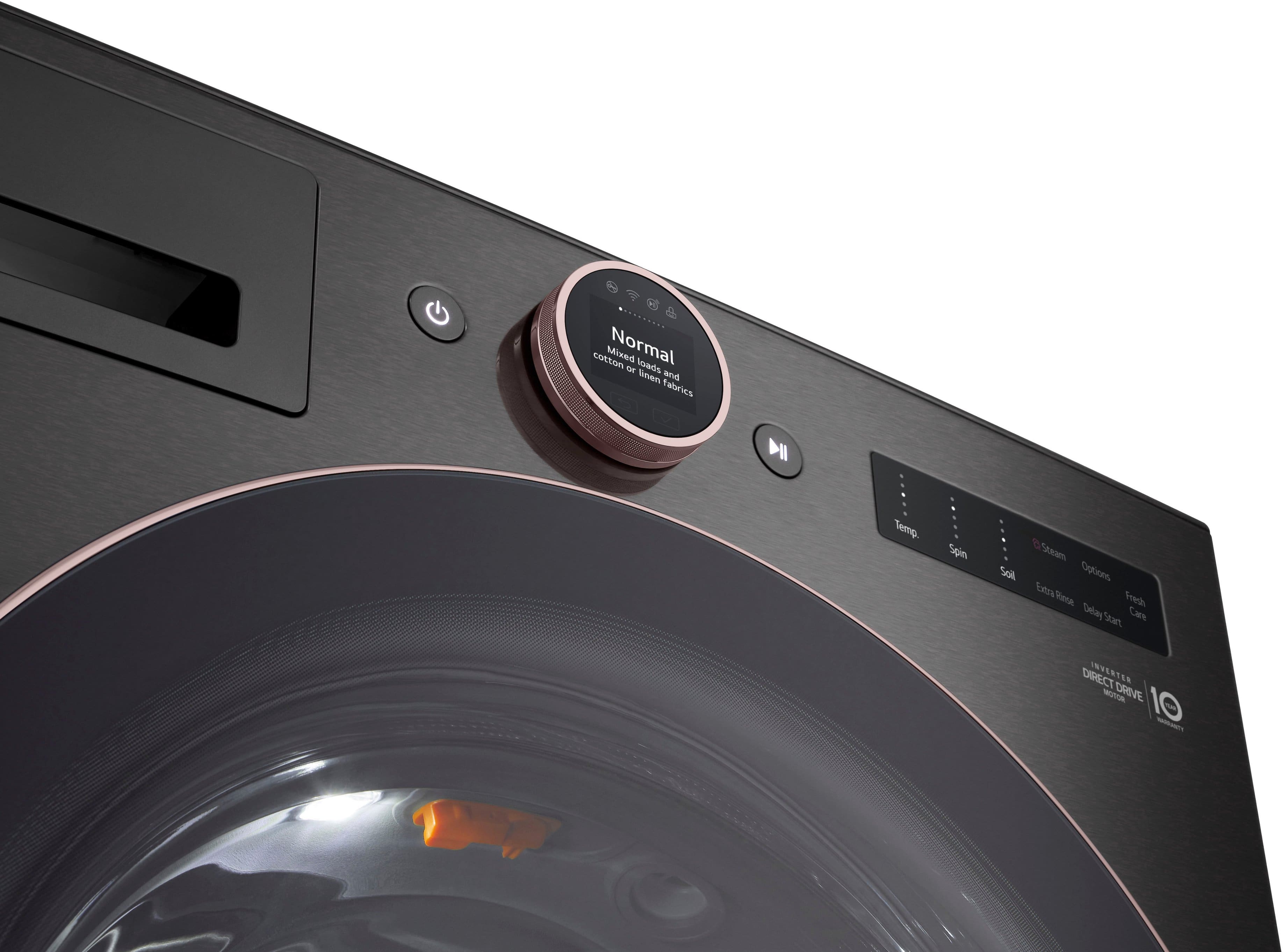 Alt View 23. LG - 5.0 Cu. Ft. High-Efficiency Smart Front Load Washer with Steam and TurboWash 360 - Black Steel.