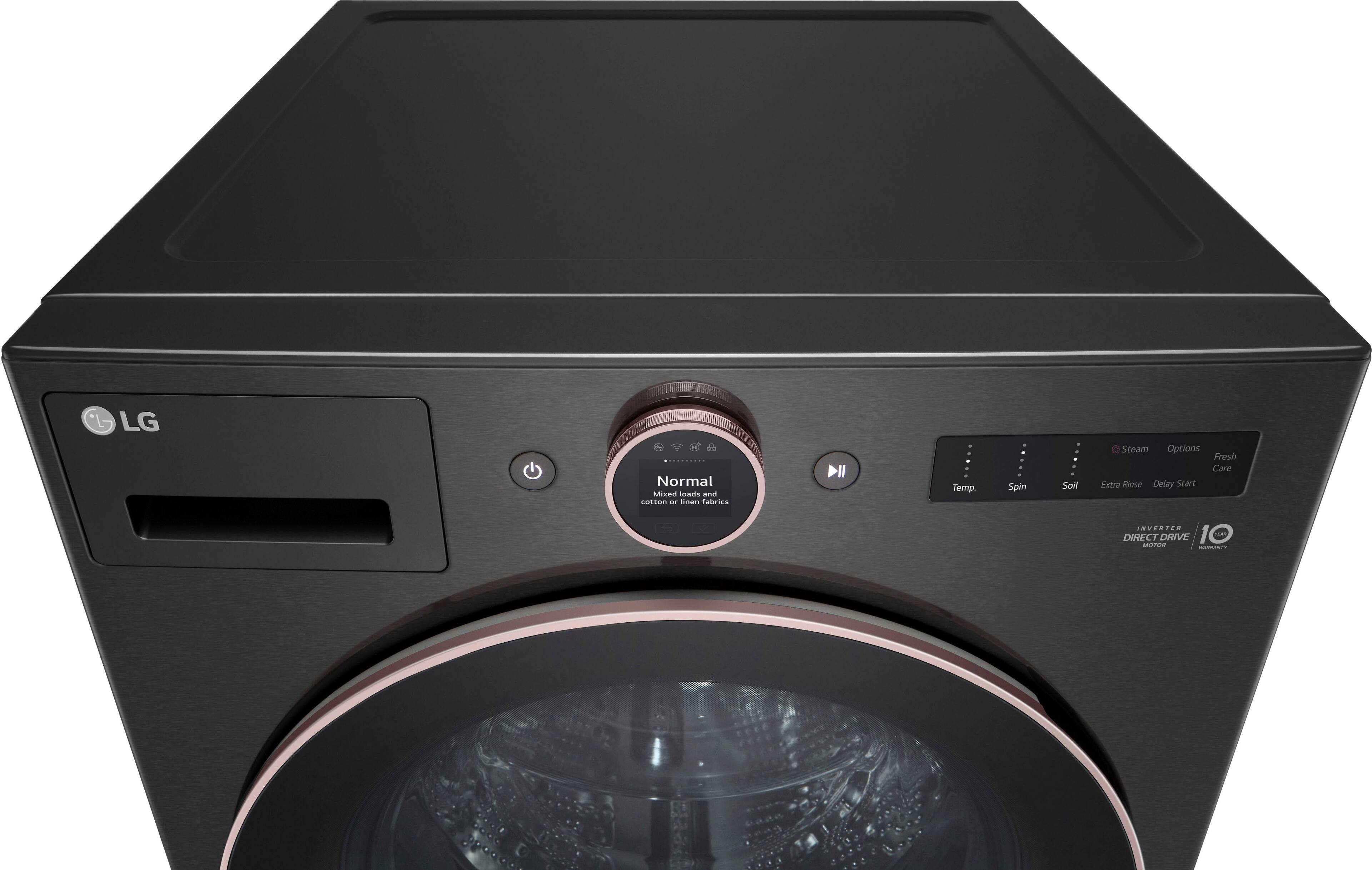 Alt View 26. LG - 5.0 Cu. Ft. High-Efficiency Smart Front Load Washer with Steam and TurboWash 360 - Black Steel.