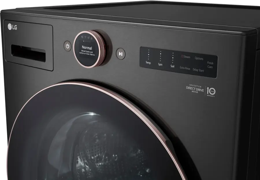 Alt View 27. LG - 5.0 Cu. Ft. High-Efficiency Smart Front Load Washer with Steam and TurboWash 360 - Black Steel.