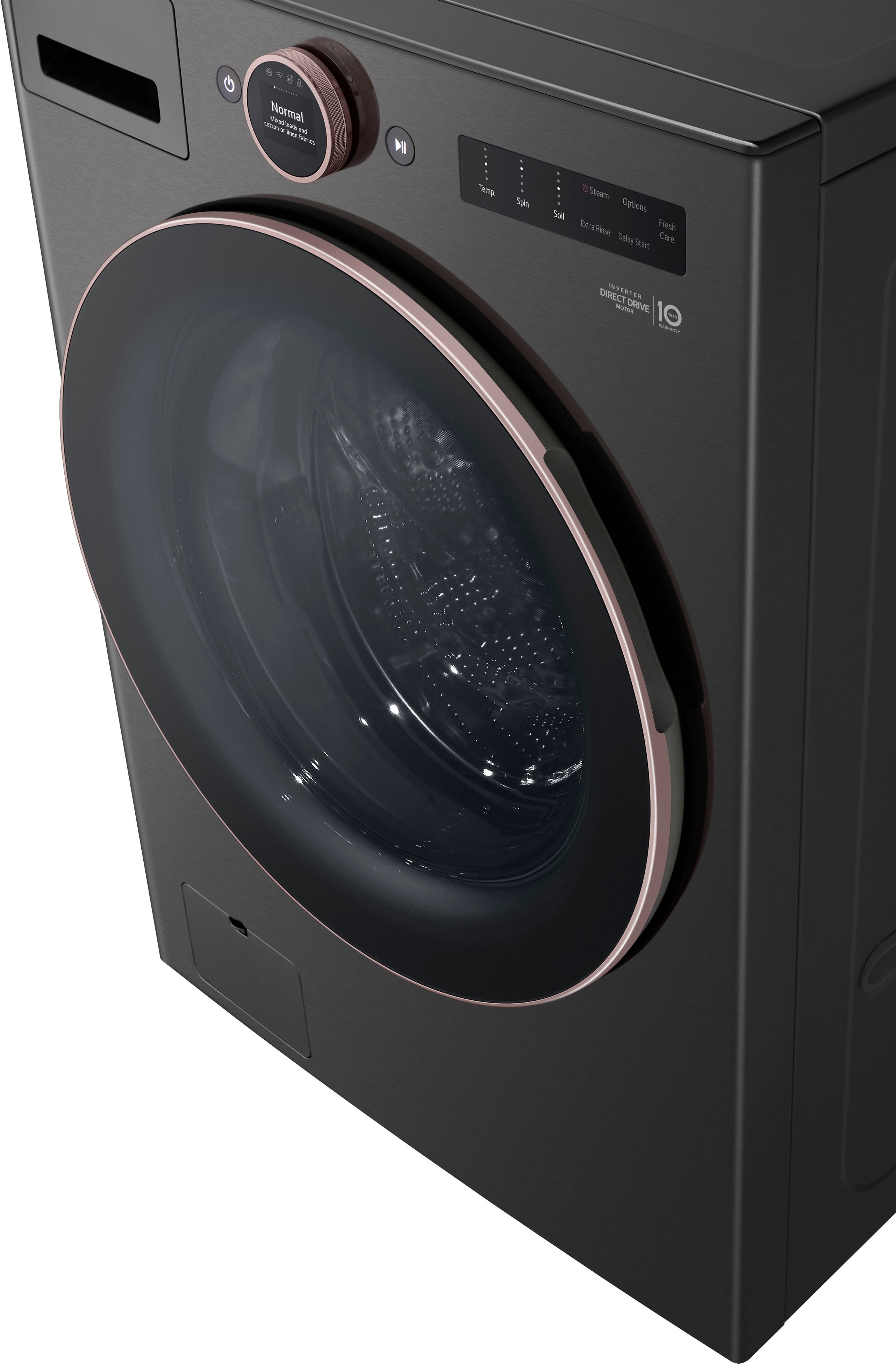 Alt View 28. LG - 5.0 Cu. Ft. High-Efficiency Smart Front Load Washer with Steam and TurboWash 360 - Black Steel.