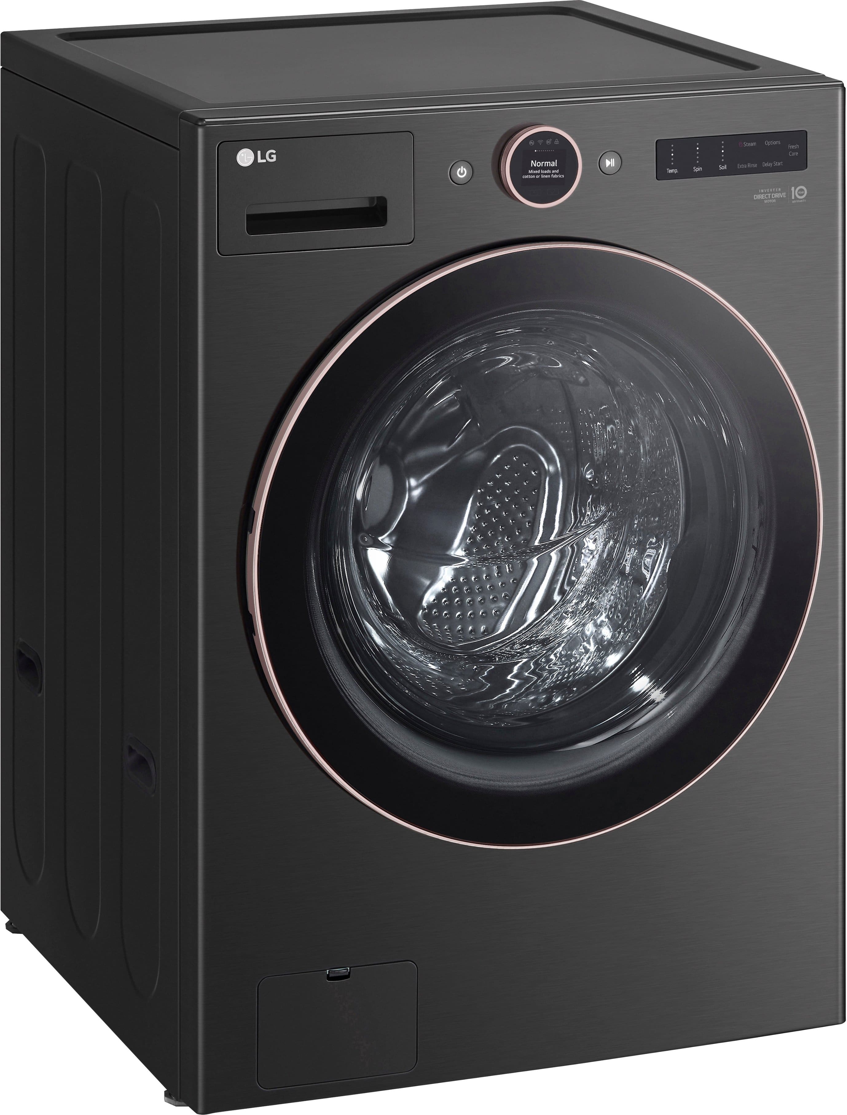 Alt View 13. LG - 5.0 Cu. Ft. High-Efficiency Smart Front Load Washer with Steam and TurboWash 360 - Black Steel.