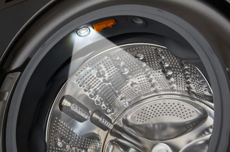 Alt View 30. LG - 5.0 Cu. Ft. High-Efficiency Smart Front Load Washer with Steam and TurboWash 360 - Black Steel.
