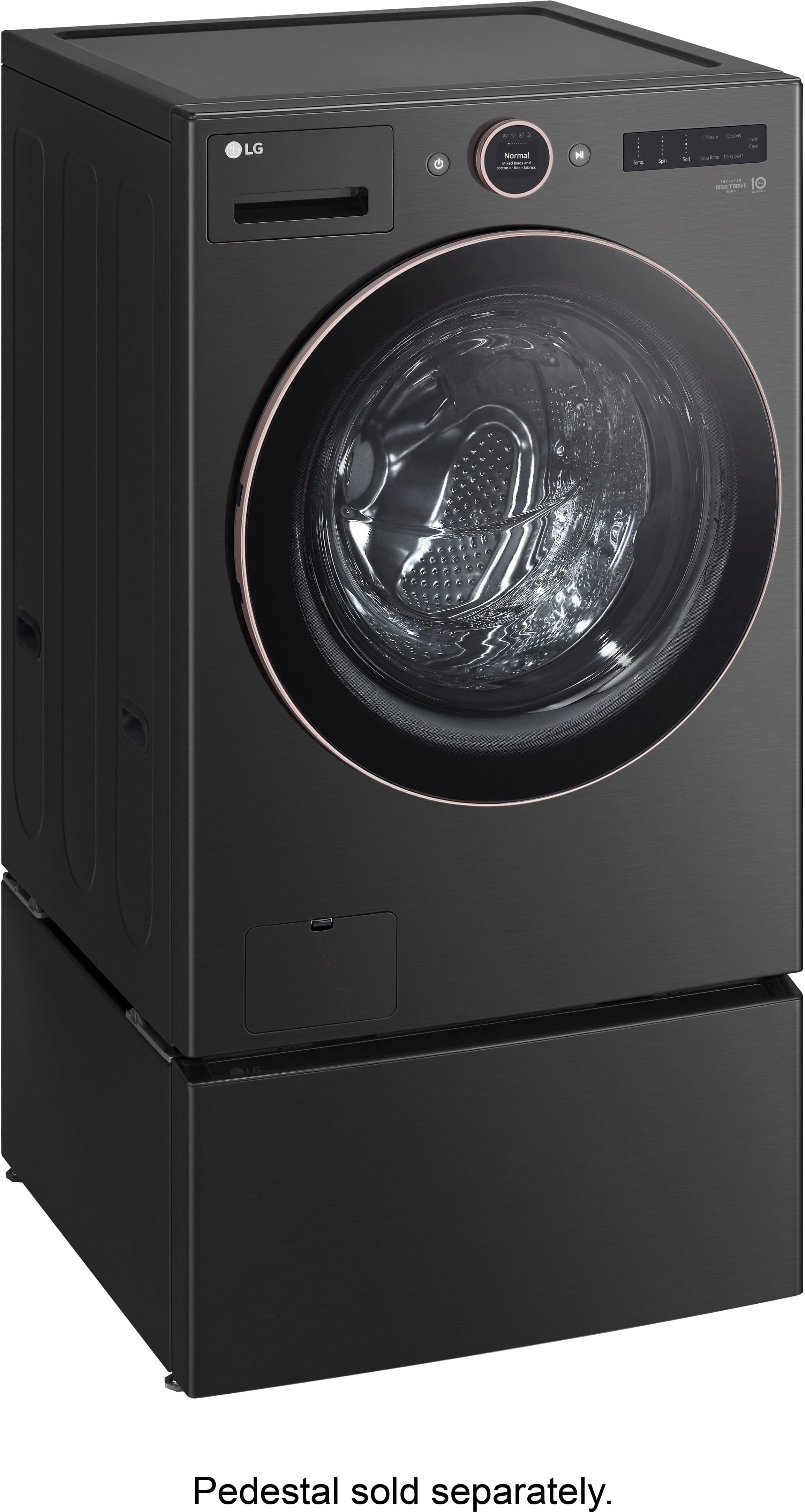 Alt View 35. LG - 5.0 Cu. Ft. High-Efficiency Smart Front Load Washer with Steam and TurboWash 360 - Black Steel.