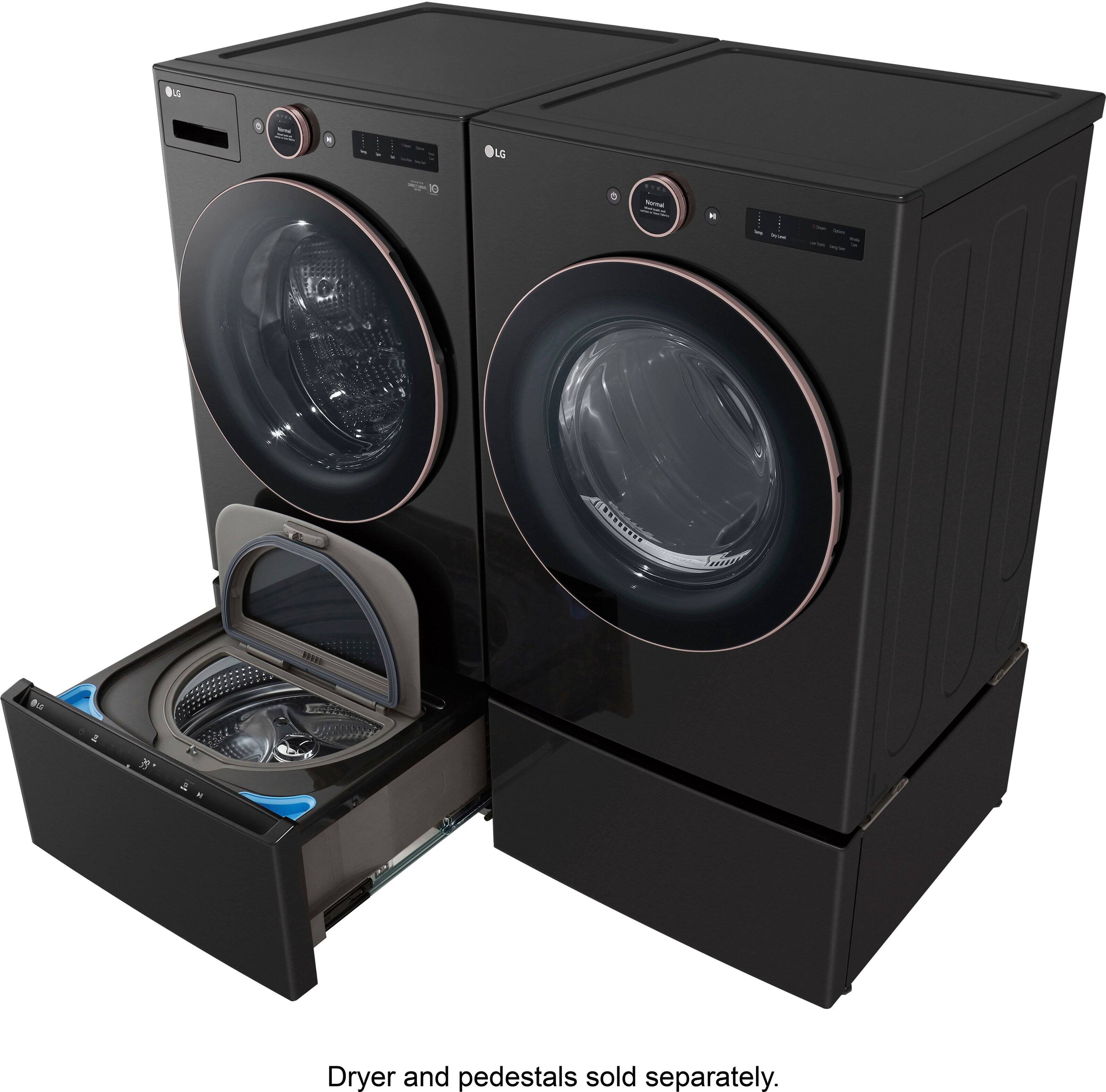 Alt View 38. LG - 5.0 Cu. Ft. High-Efficiency Smart Front Load Washer with Steam and TurboWash 360 - Black Steel.