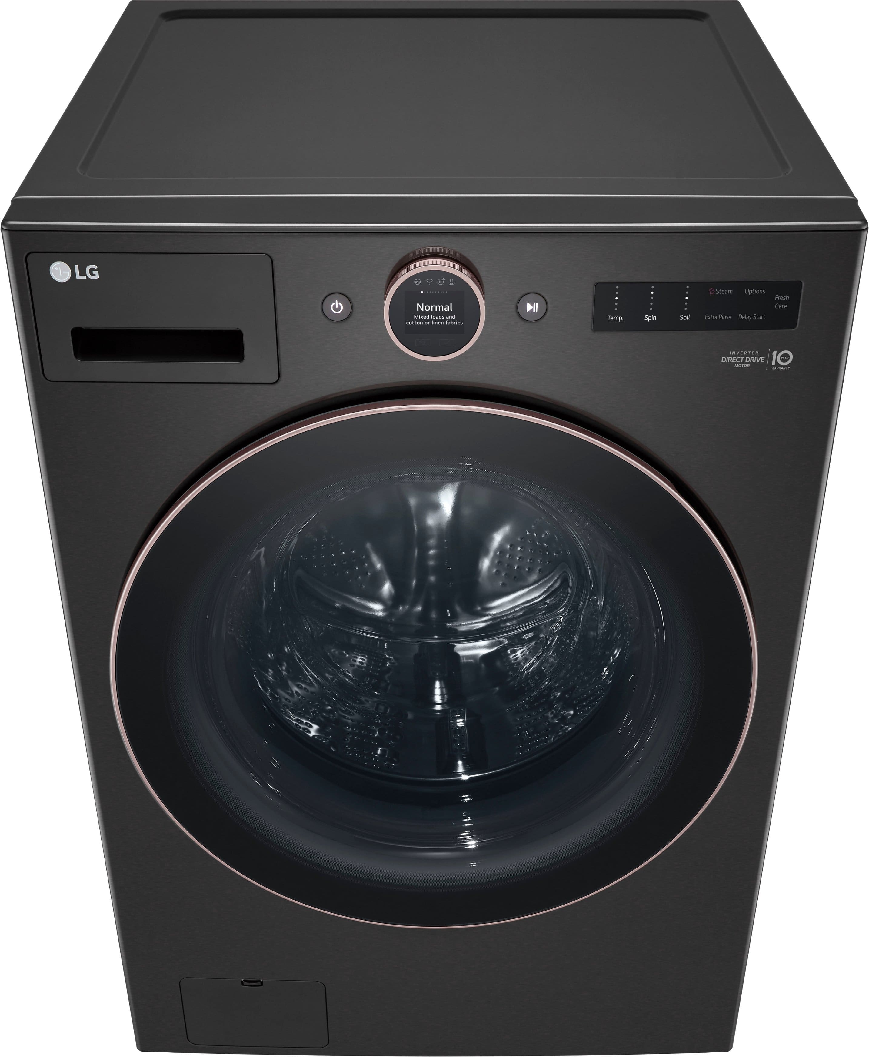 Alt View 14. LG - 5.0 Cu. Ft. High-Efficiency Smart Front Load Washer with Steam and TurboWash 360 - Black Steel.