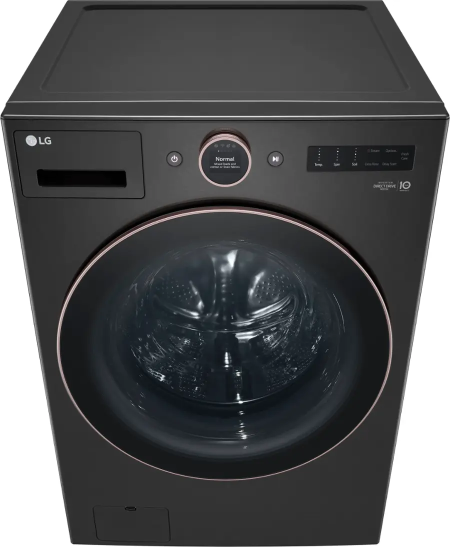 Alt View 14. LG - 5.0 Cu. Ft. High-Efficiency Smart Front Load Washer with Steam and TurboWash 360 - Black Steel.