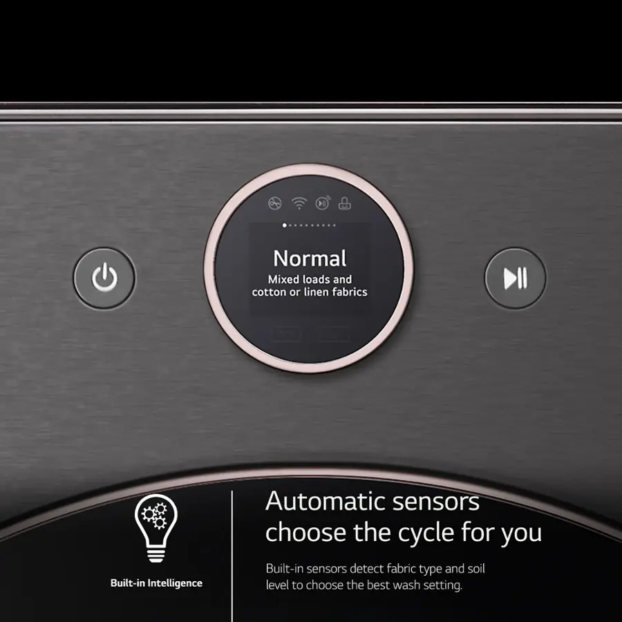 Front Load Washers:

1. Normal: Mixed loads and cotton or linen fabrics
2. Built-in Intelligence: Automatic sensors choose the cycle for you
3. Built-in sensors: Detect fabric type and soil level to choose the best wash setting.