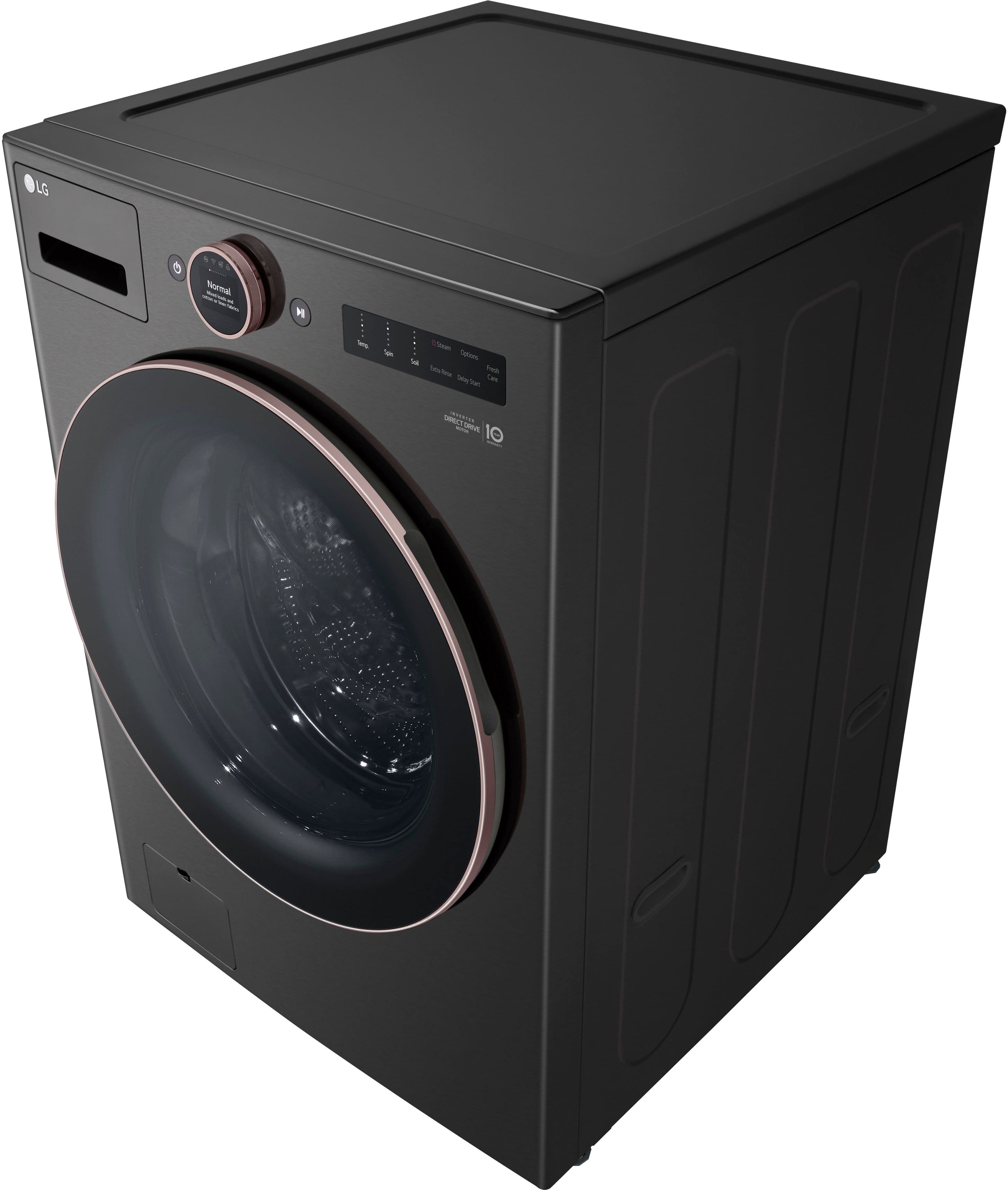 Alt View 16. LG - 5.0 Cu. Ft. High-Efficiency Smart Front Load Washer with Steam and TurboWash 360 - Black Steel.