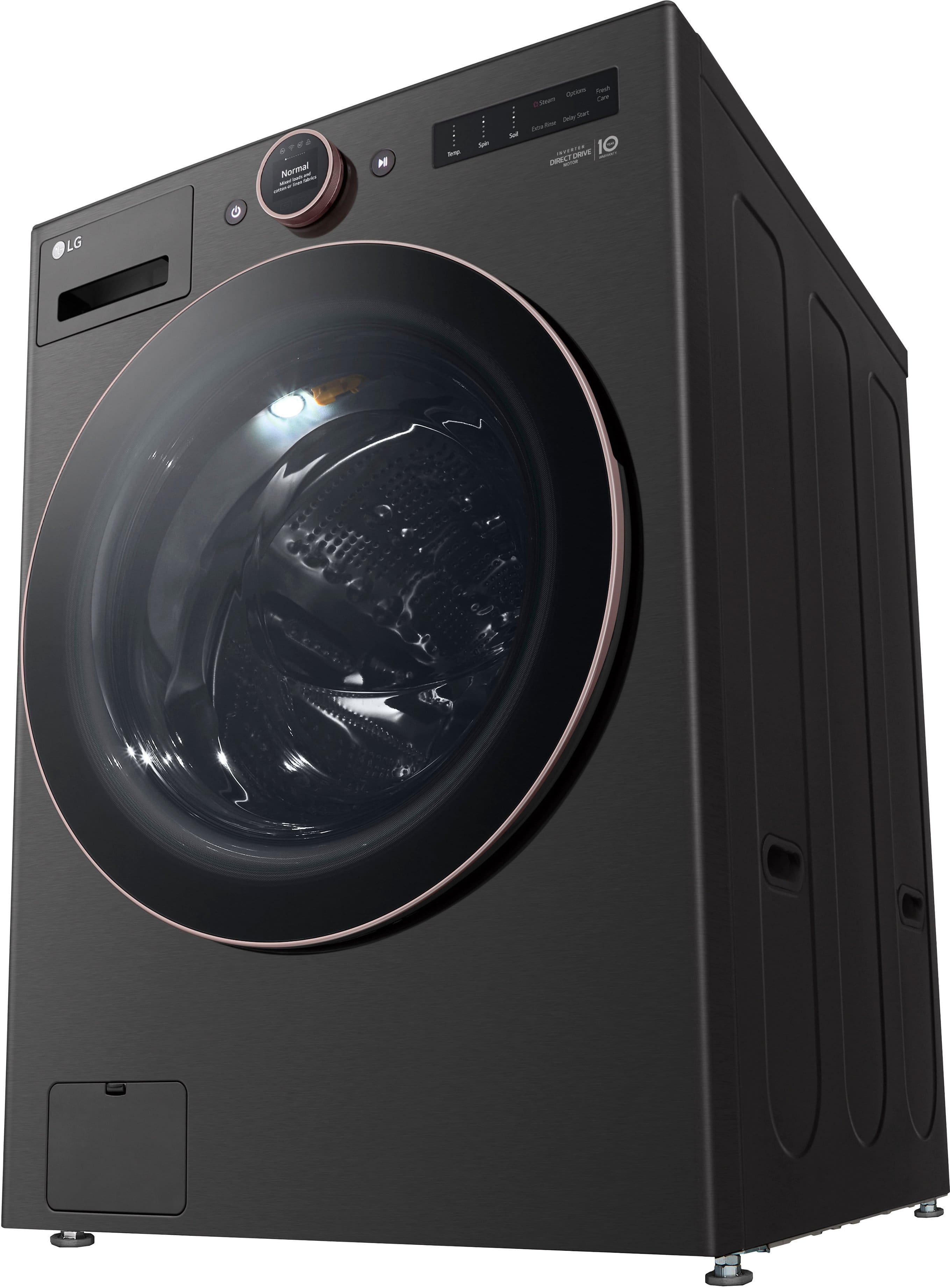 Alt View 17. LG - 5.0 Cu. Ft. High-Efficiency Smart Front Load Washer with Steam and TurboWash 360 - Black Steel.