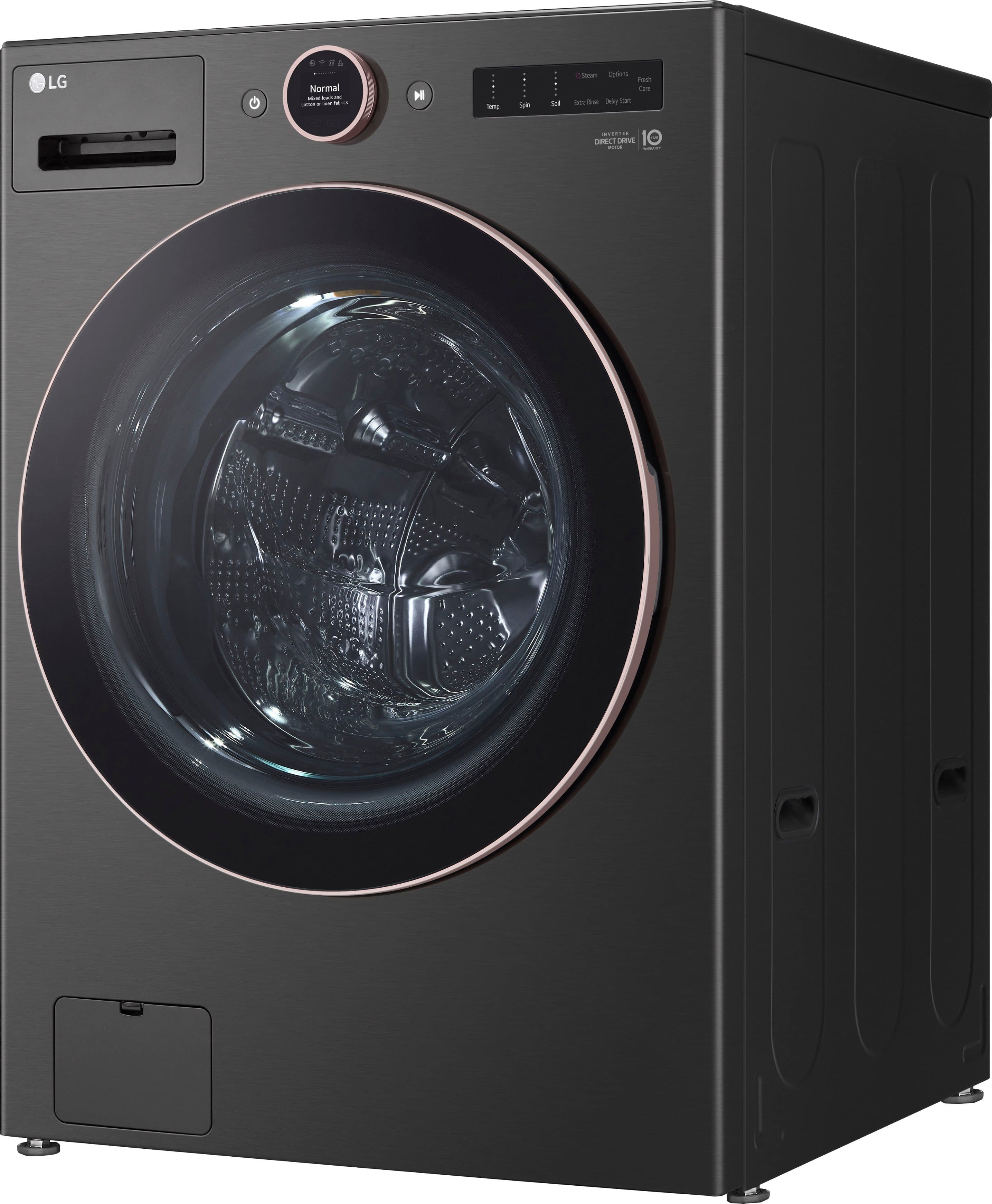 Alt View 12. LG - 5.0 Cu. Ft. High-Efficiency Smart Front Load Washer with Steam and TurboWash 360 - Black Steel.