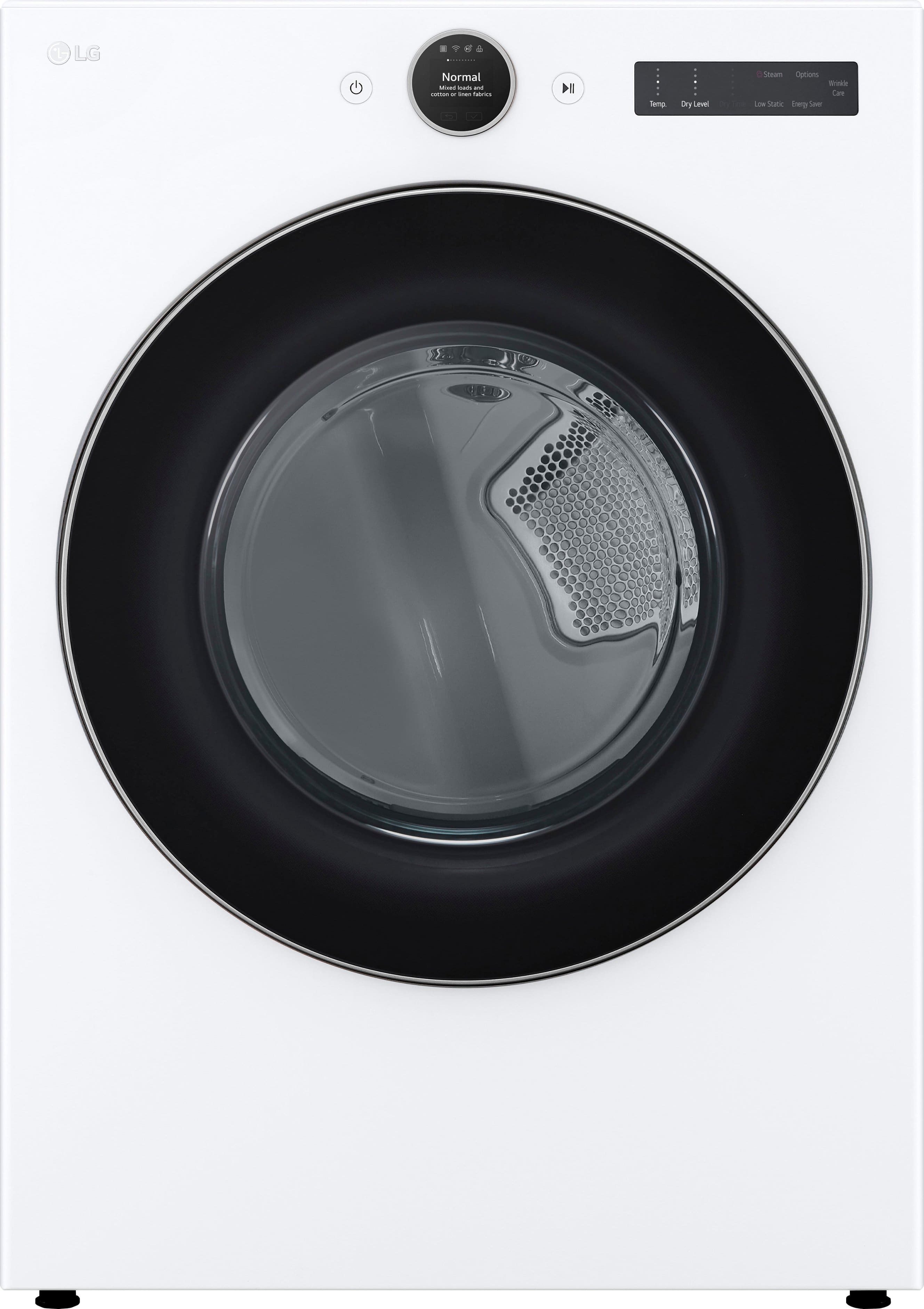 Front. LG - 7.4 Cu. Ft. Stackable Smart Electric Dryer with Steam and Sensor Dry - White.