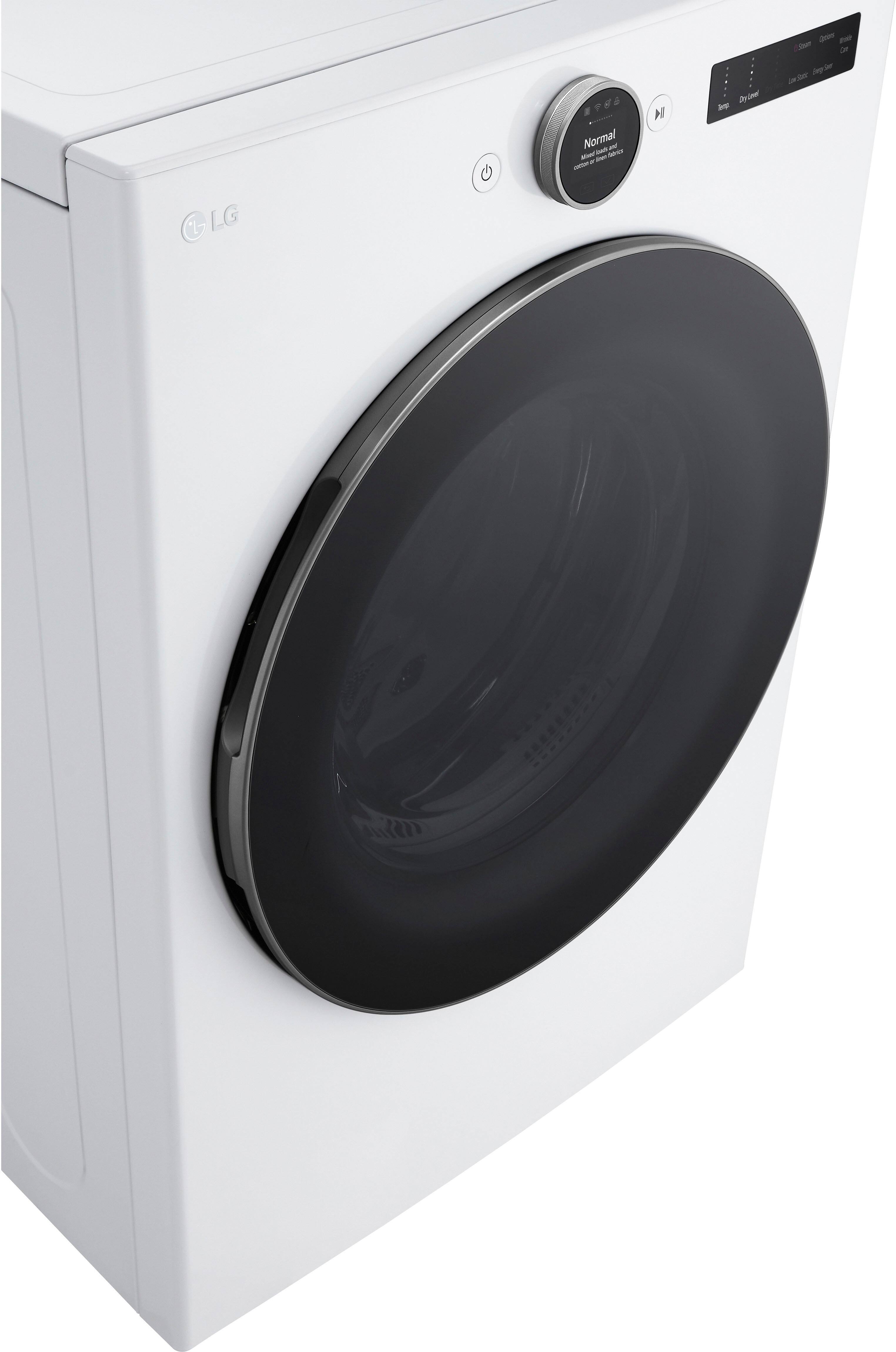 Alt View 23. LG - 7.4 Cu. Ft. Smart Electric Dryer with Steam and Sensor Dry - White.