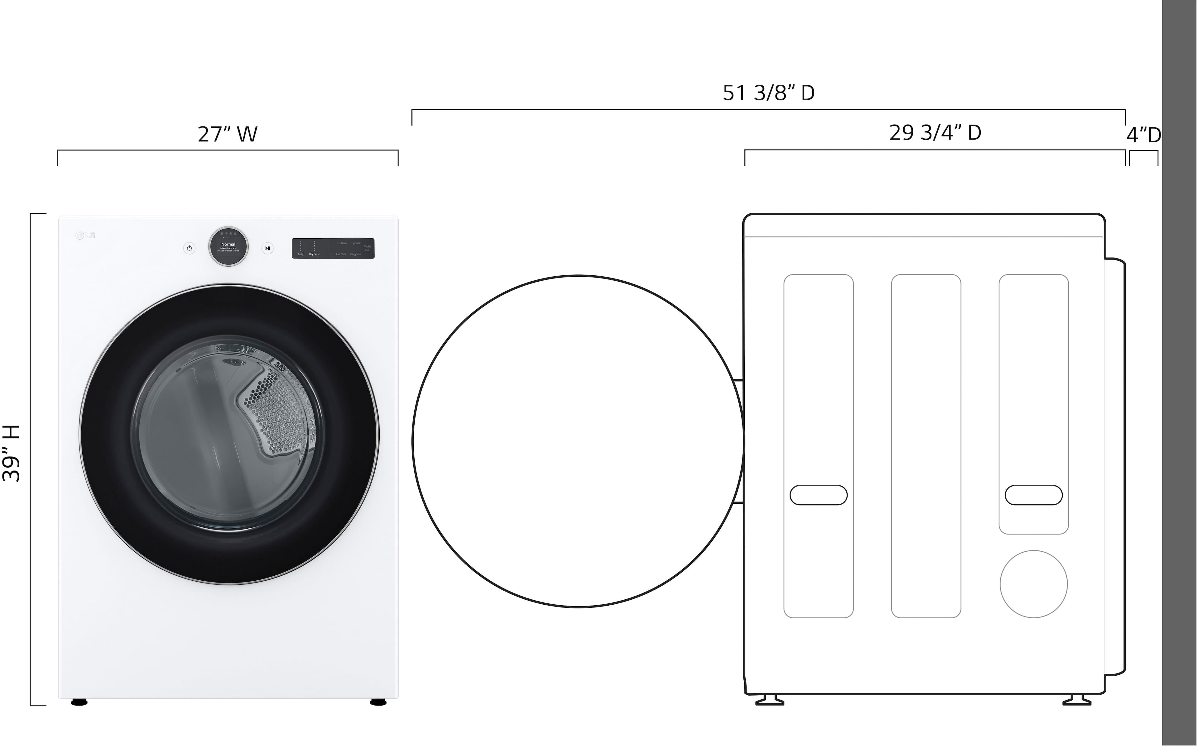Left. LG - 7.4 Cu. Ft. Smart Electric Dryer with Steam and Sensor Dry - White.