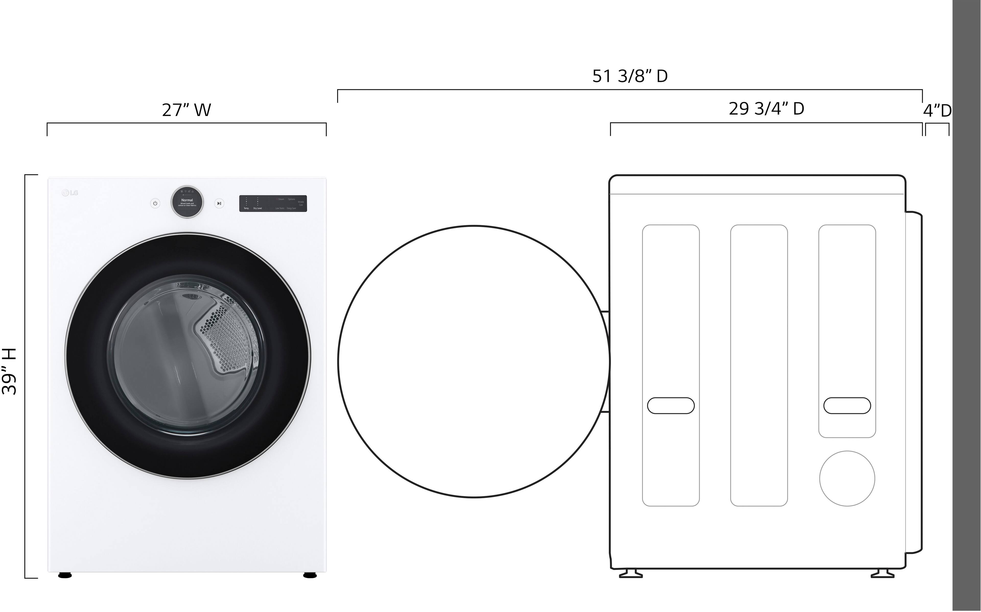 Left. LG - 7.4 Cu. Ft. Smart Electric Dryer with Steam and Sensor Dry - White.