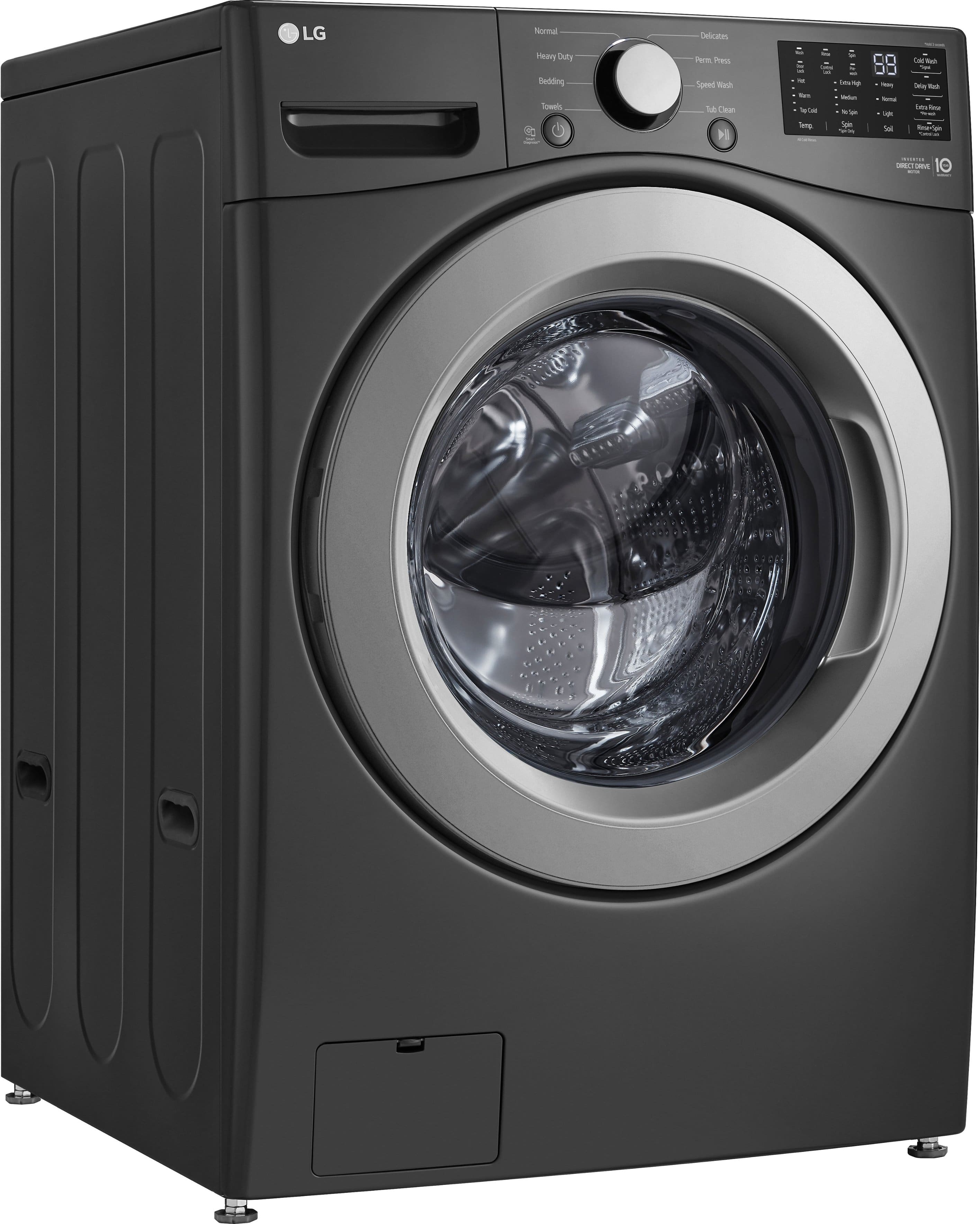 Angle. LG - 5.0 Cu. Ft. High-Efficiency Front Load Washer with 6Motion Technology - Middle Black.