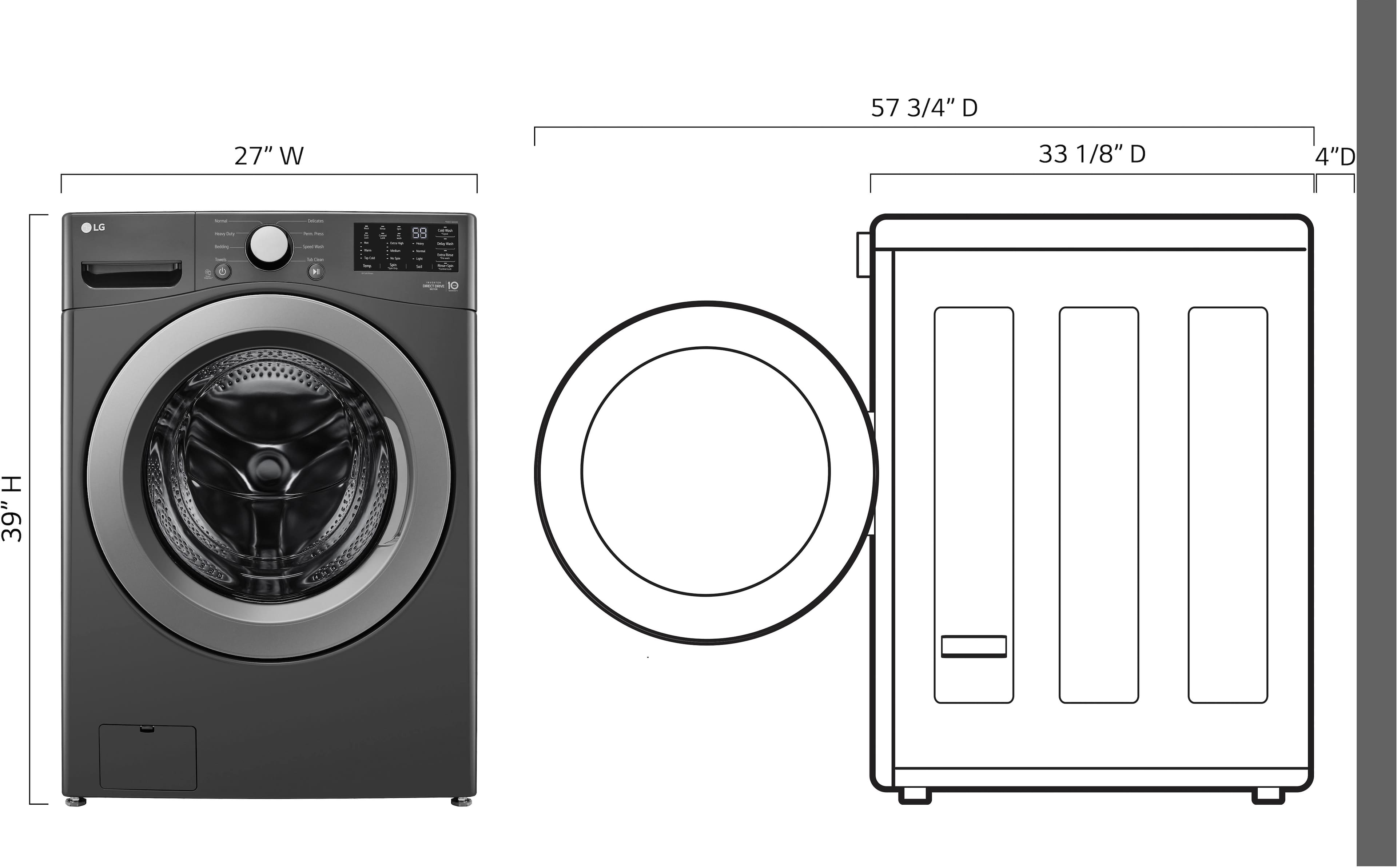 Left. LG - 5.0 Cu. Ft. High-Efficiency Front Load Washer with 6Motion Technology - Middle Black.