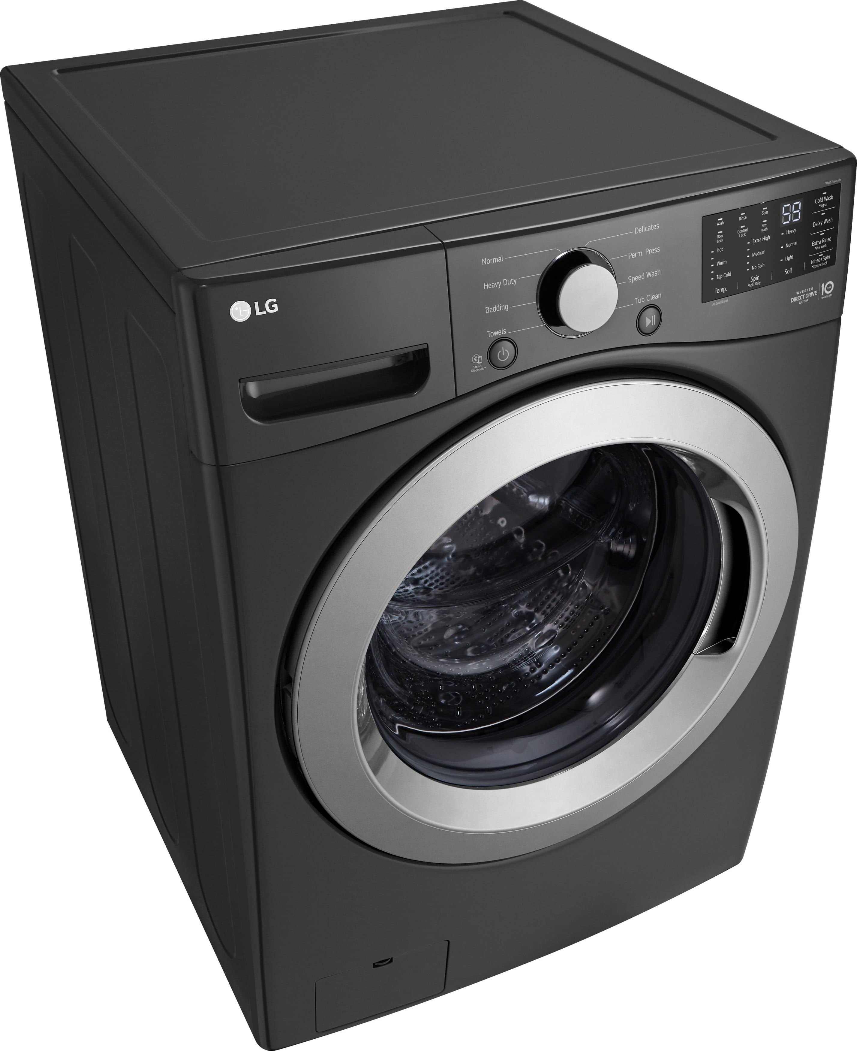 Alt View 3. LG - 5.0 Cu. Ft. High-Efficiency Front Load Washer with 6Motion Technology - Middle Black.