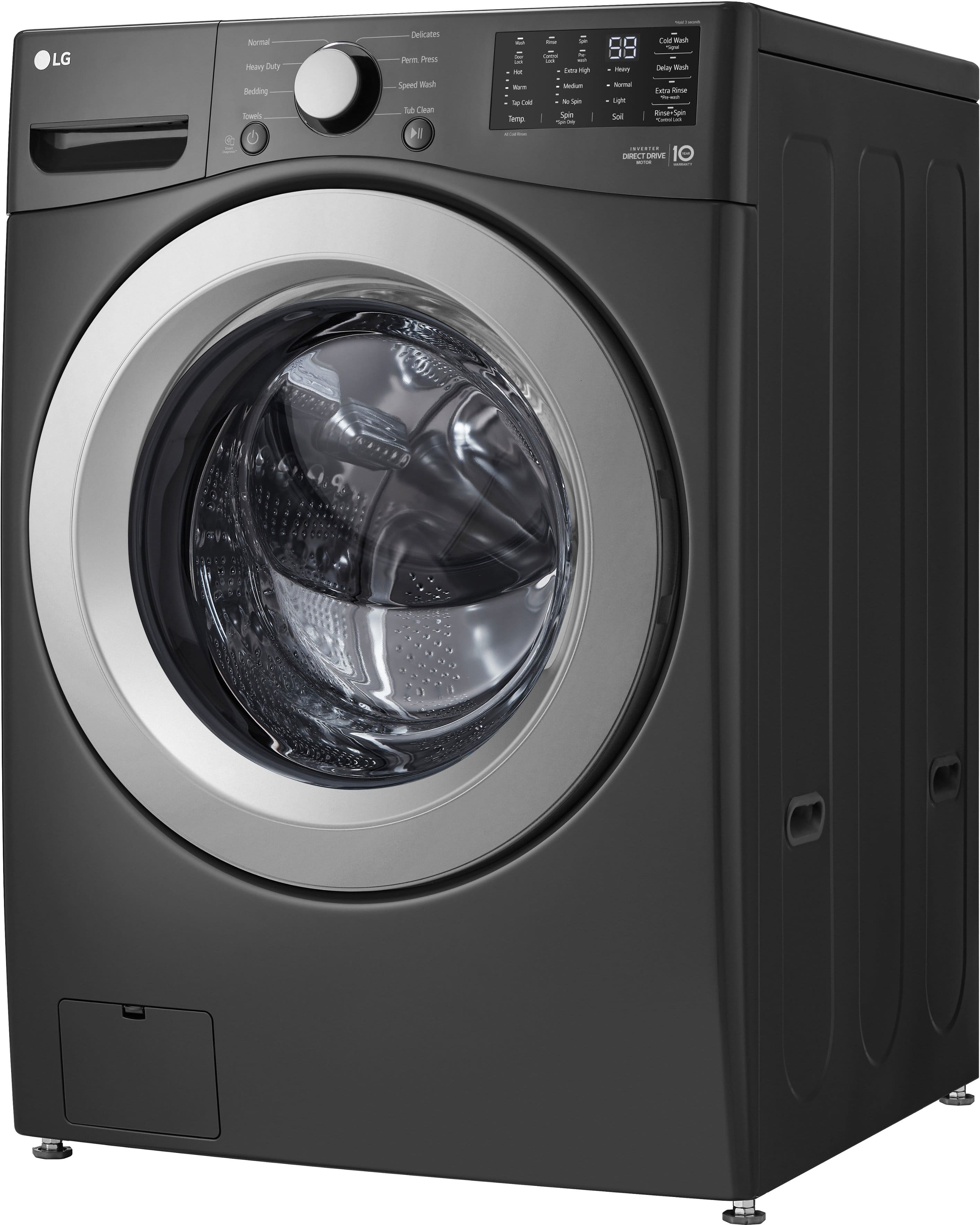 Alt View 2. LG - 5.0 Cu. Ft. High-Efficiency Front Load Washer with 6Motion Technology - Middle Black.