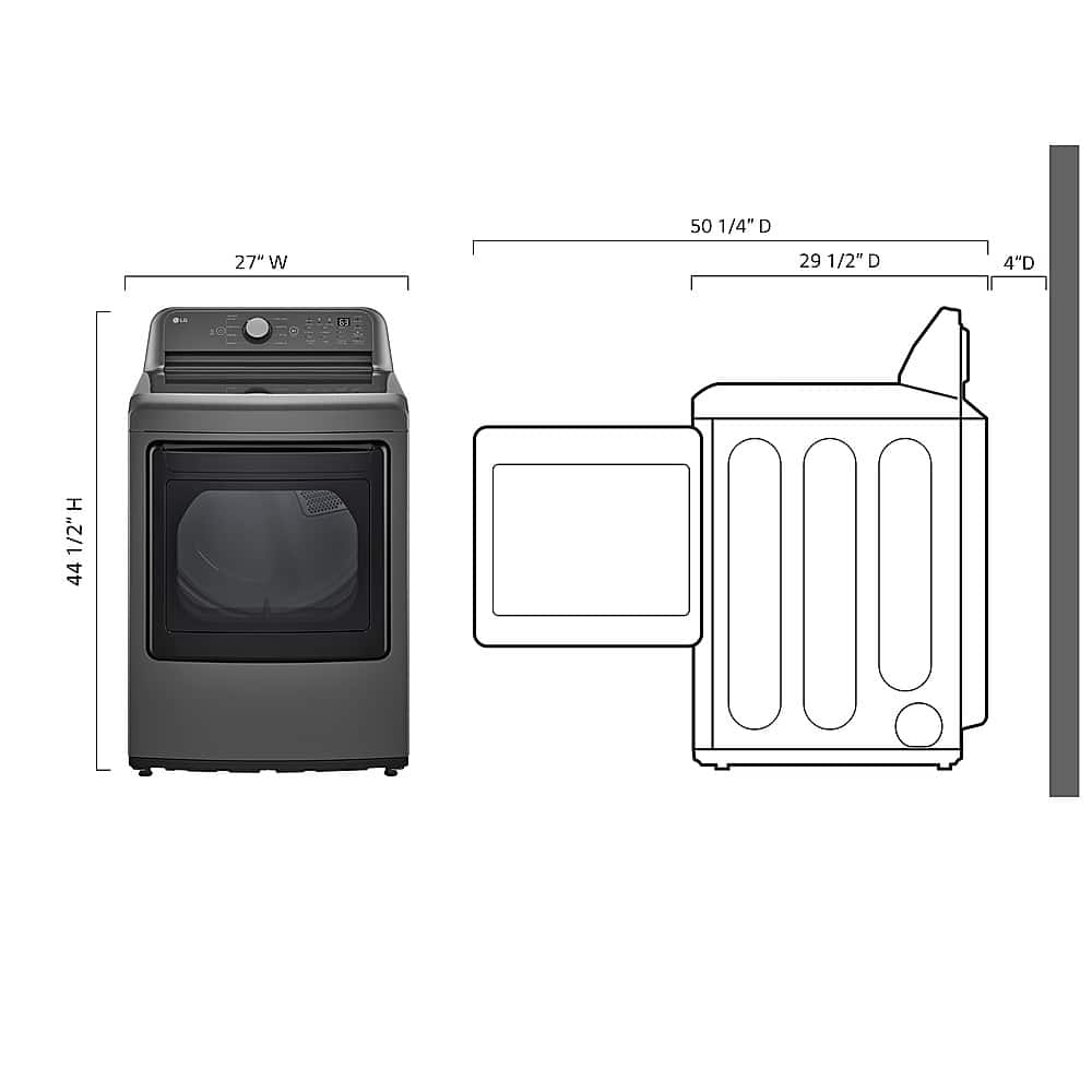 Left View: LG - 7.3 Cu. Ft. Smart Gas Dryer with Sensor Dry - Middle Black