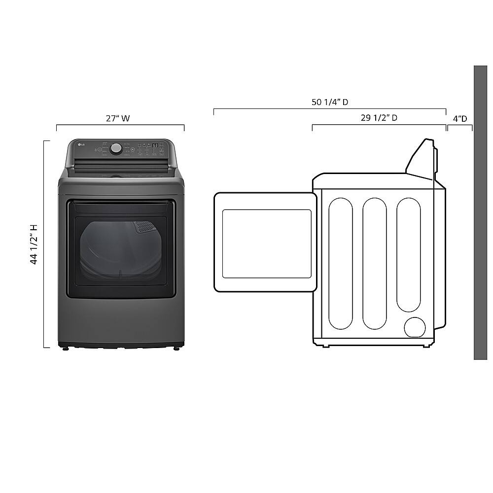 Left. LG - 7.3 Cu. Ft. Smart Gas Dryer with Sensor Dry - Middle Black.