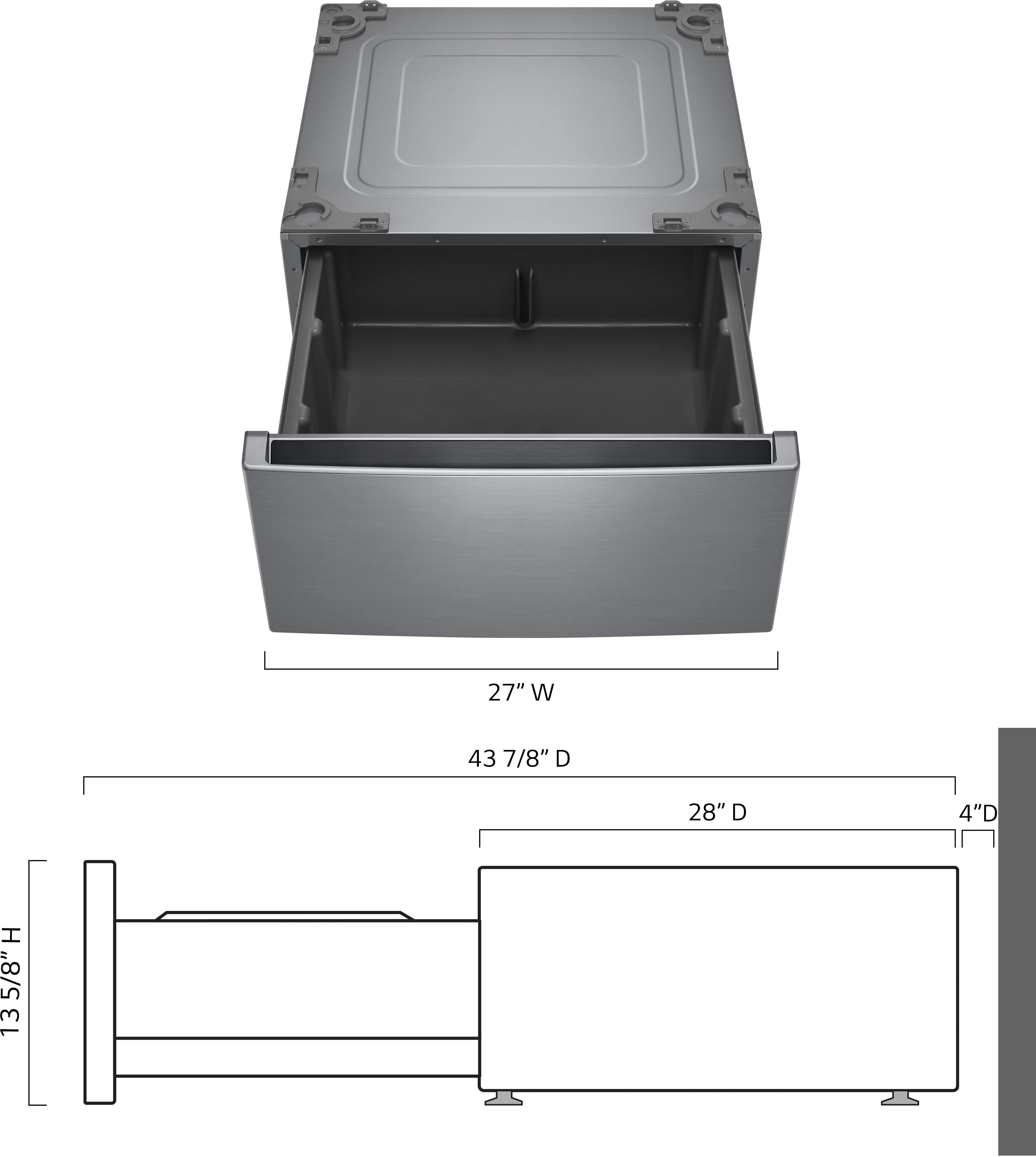 Left View: LG - 27" Laundry Pedestal with Storage Drawer - Graphite Steel